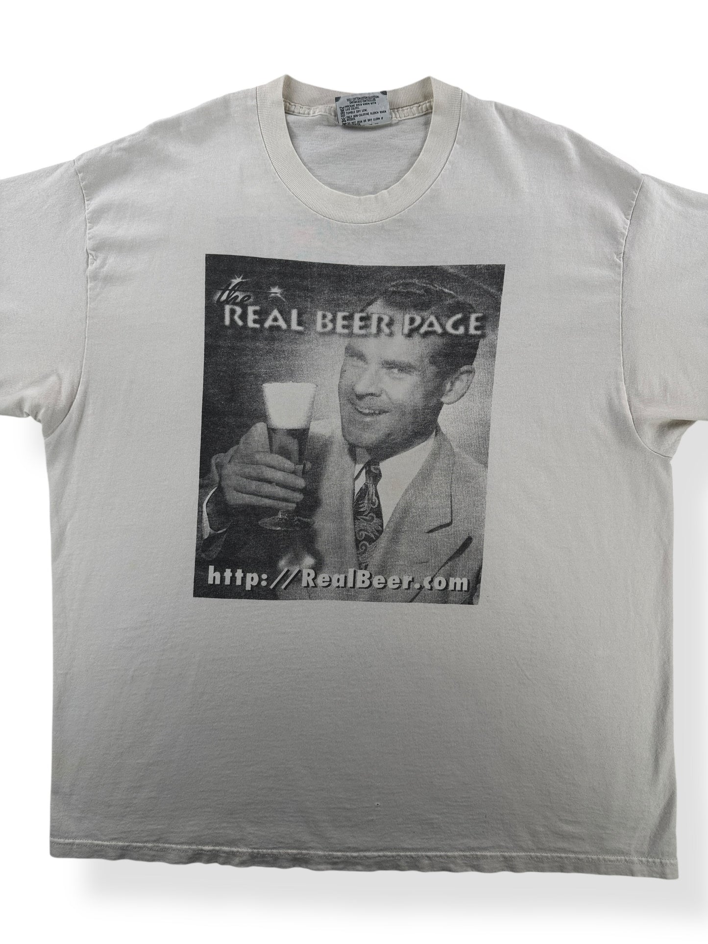 Front Close Up of Vintage Real Beer Page Tee SZ XL