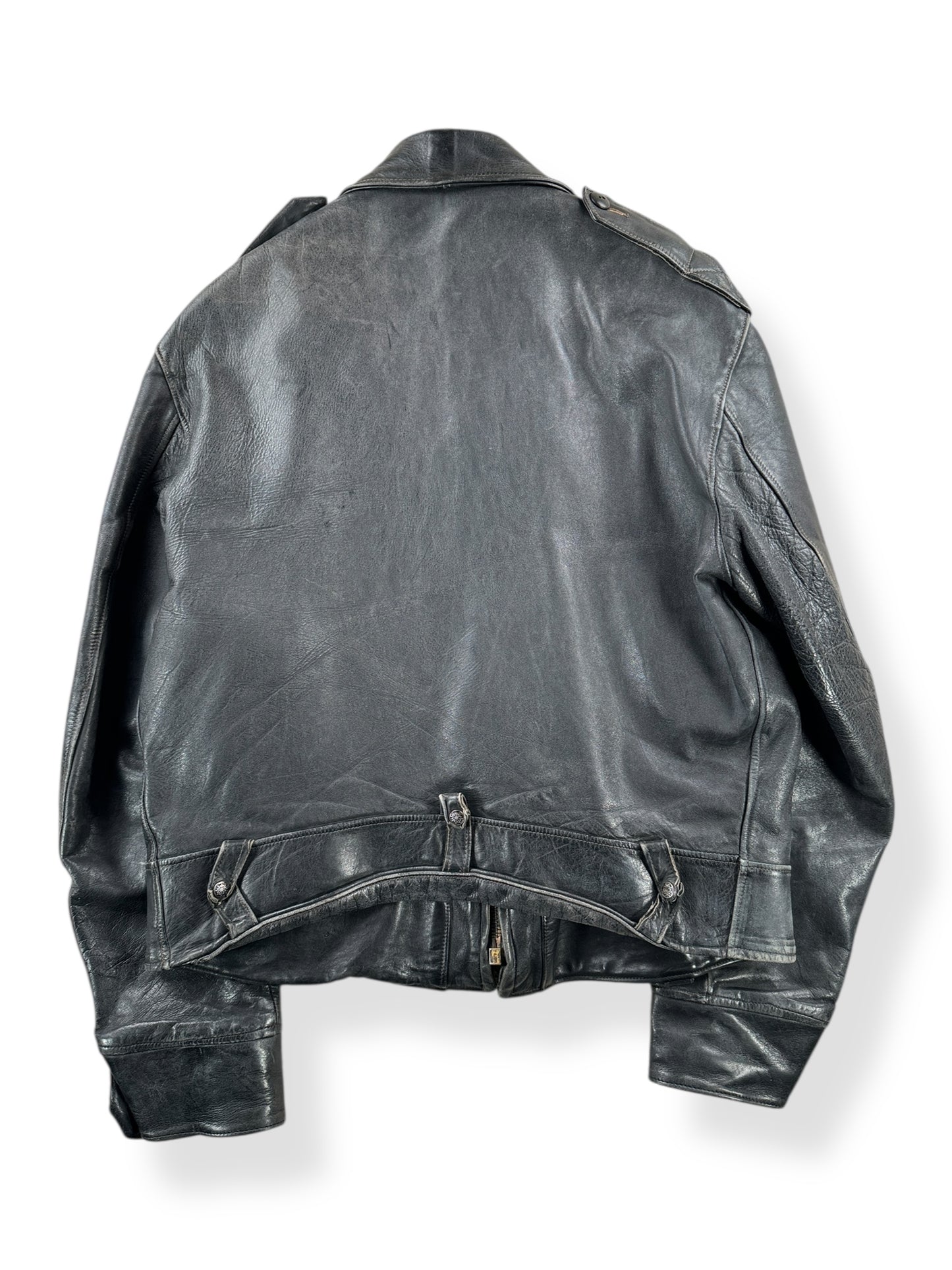 Back of Vintage Sport Togs Police Leather Jacket SZ 46