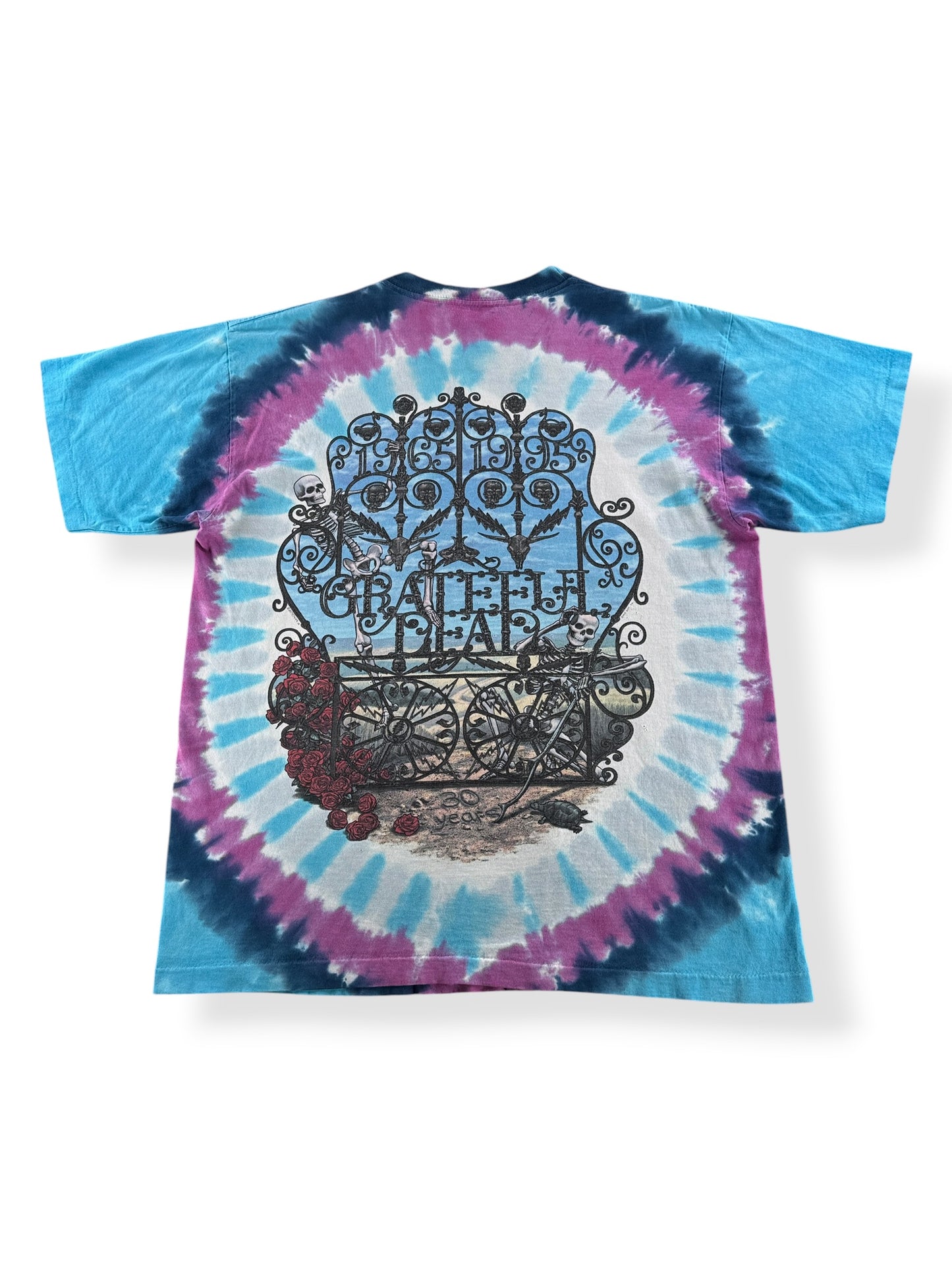 Back of Vintage Liquid Blue Grateful Dead 30 Years Bertha Tee SZ L