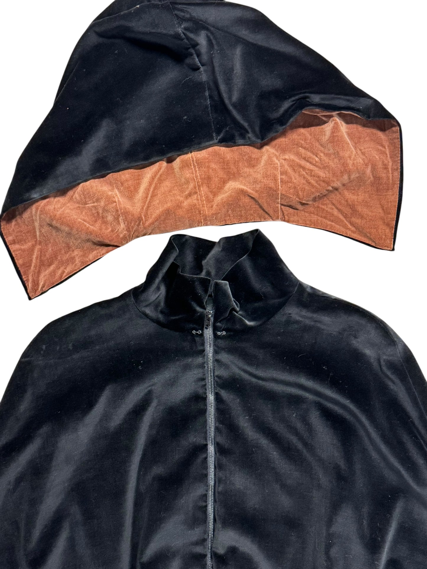 Detatched hood of 1950s Black and Brown Hooded Velvet Capelet m