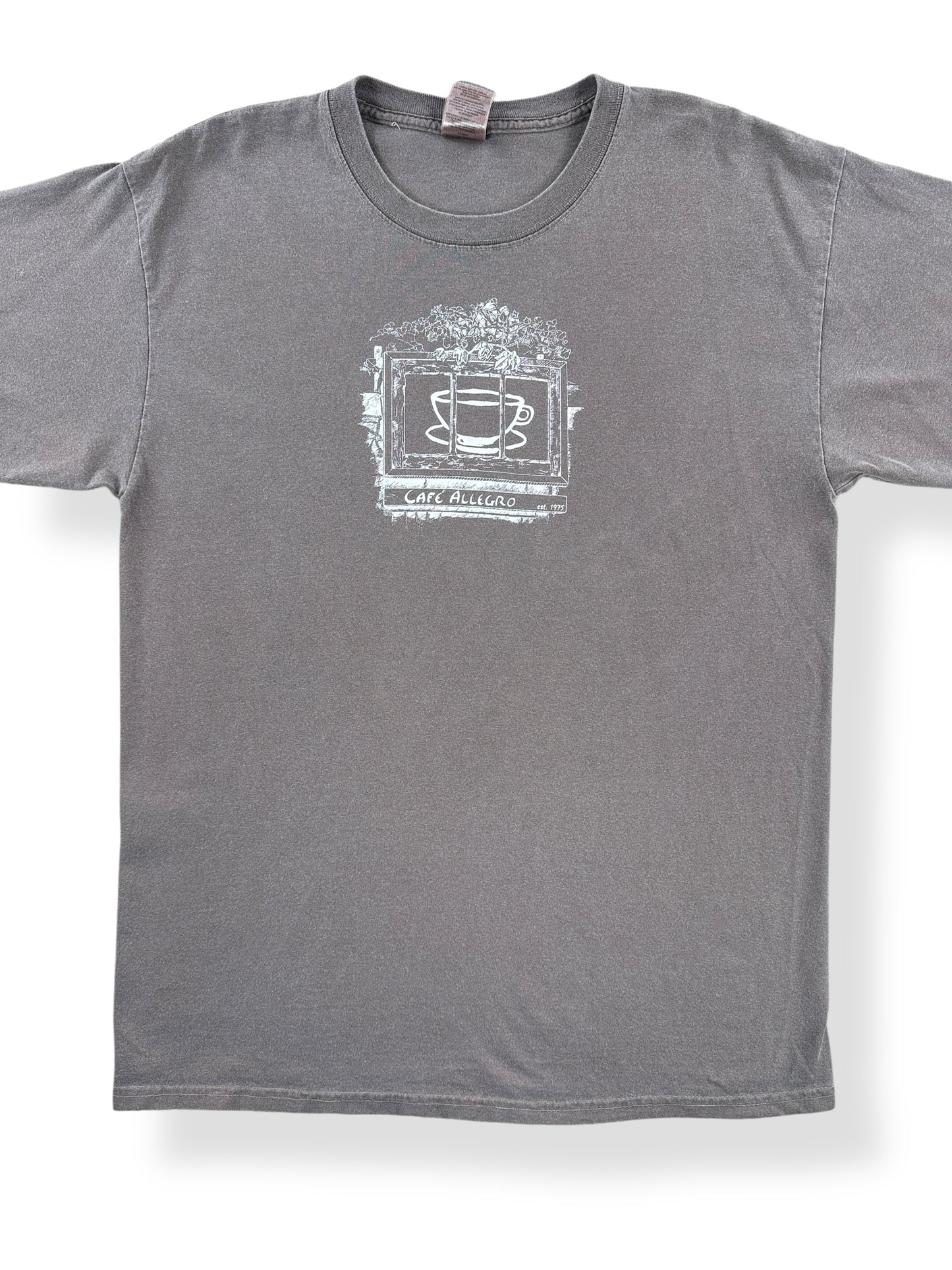 Front Close Up of Vintage Seattle Cafe Allegro Tee SZ L