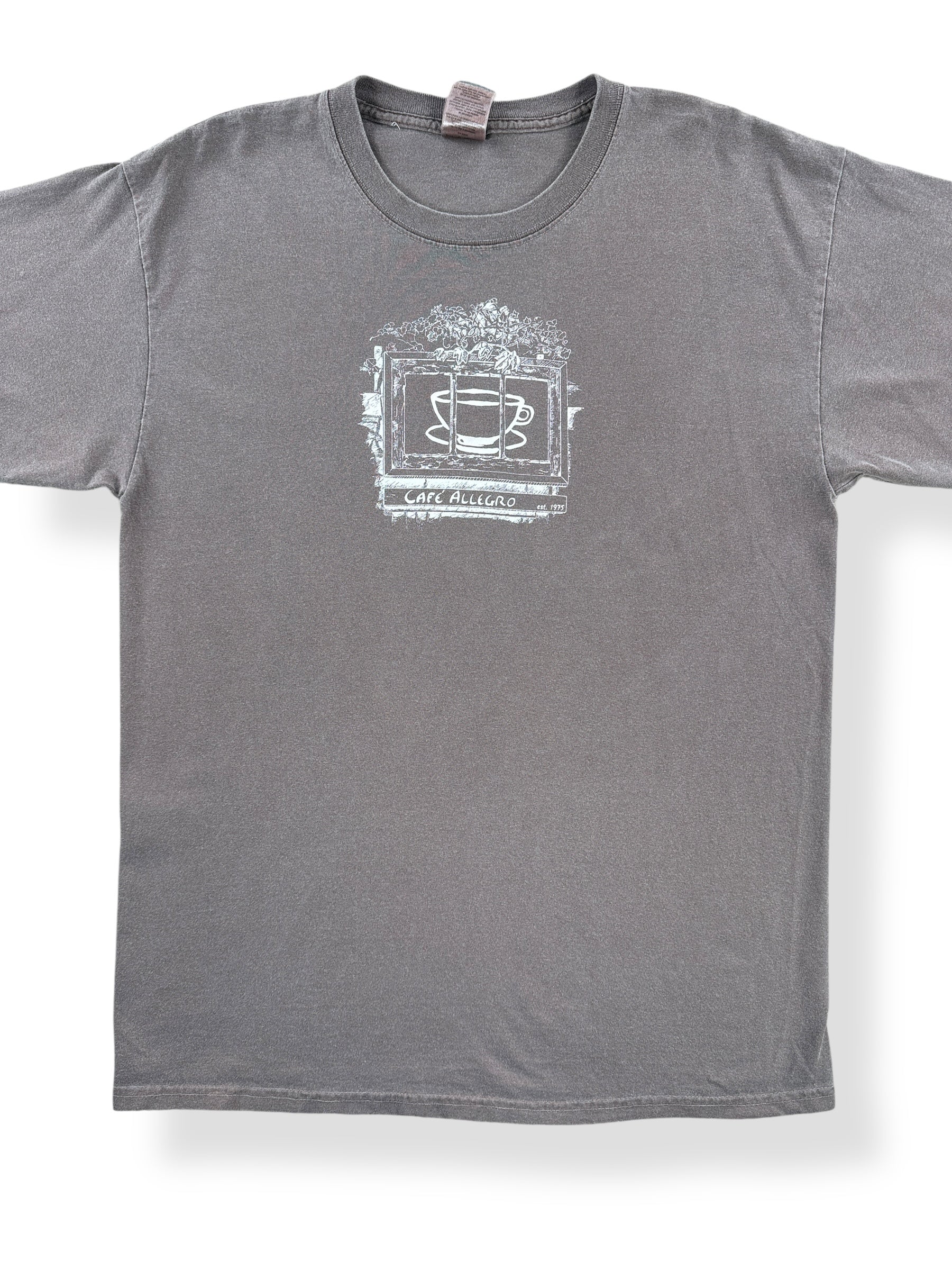 Front Close Up of Vintage Seattle Cafe Allegro Tee SZ L