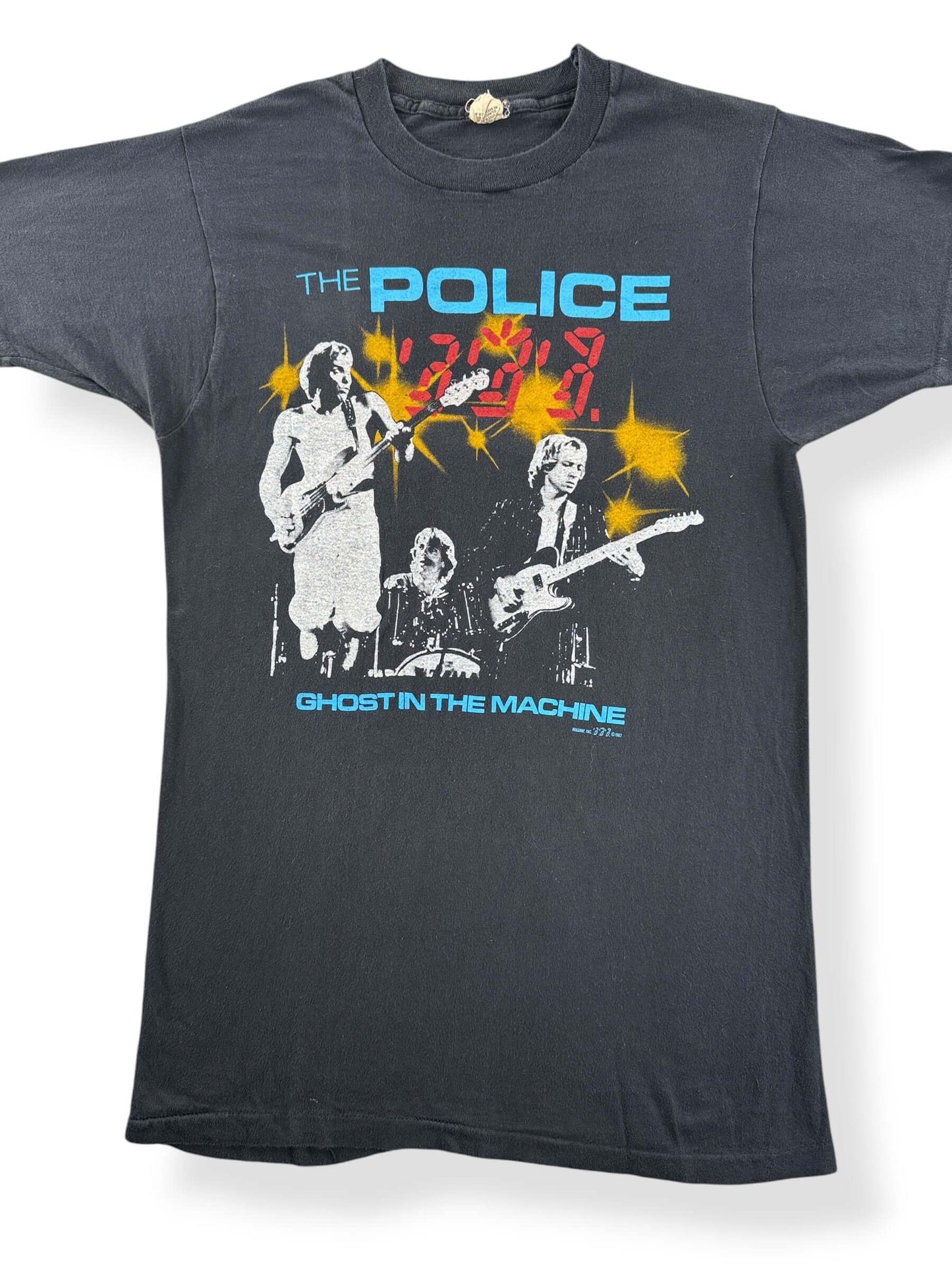 Front Close Up of Vintage The Police Ghost In The Machine Tee SZ L (Fits S)