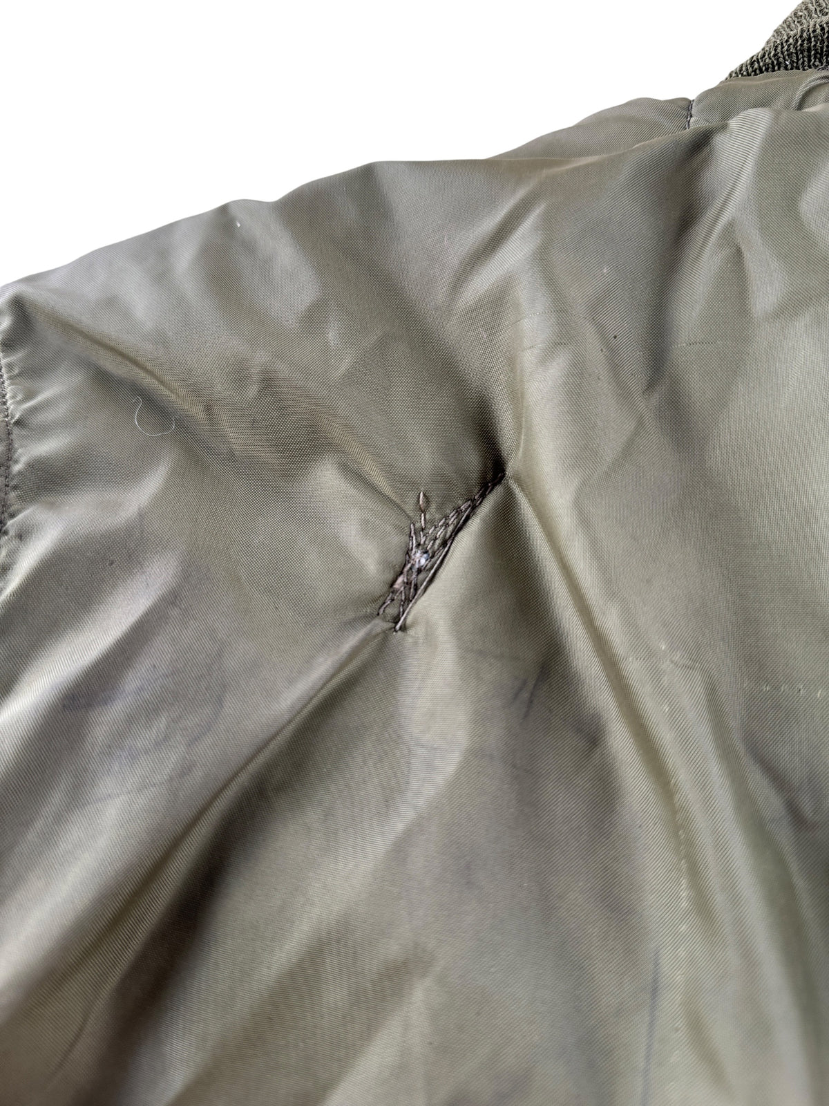 Repair on back of Vintage Vietnam Winter Flyers Jacket w/ Patches SZ 46