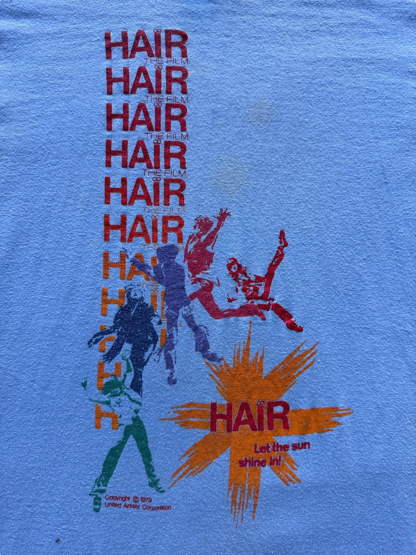 Front Graphic of 1979 Hair The Movie Tee SZ XS