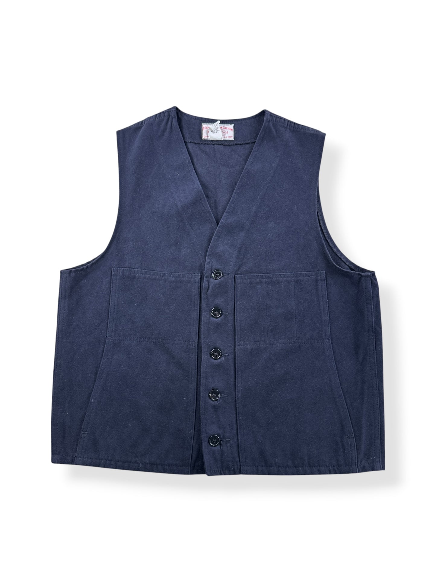 Front of Filson Navy Moleskin Vest SZ 44