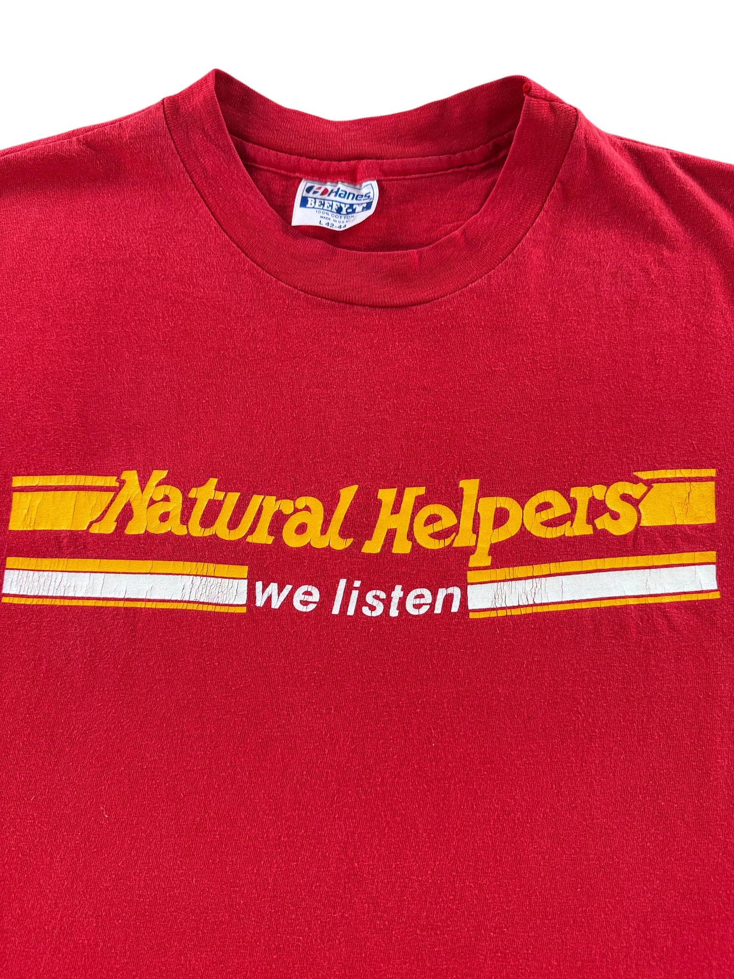 Graphic on Vintage Natural Helpers Tee SZ L (Fits M)