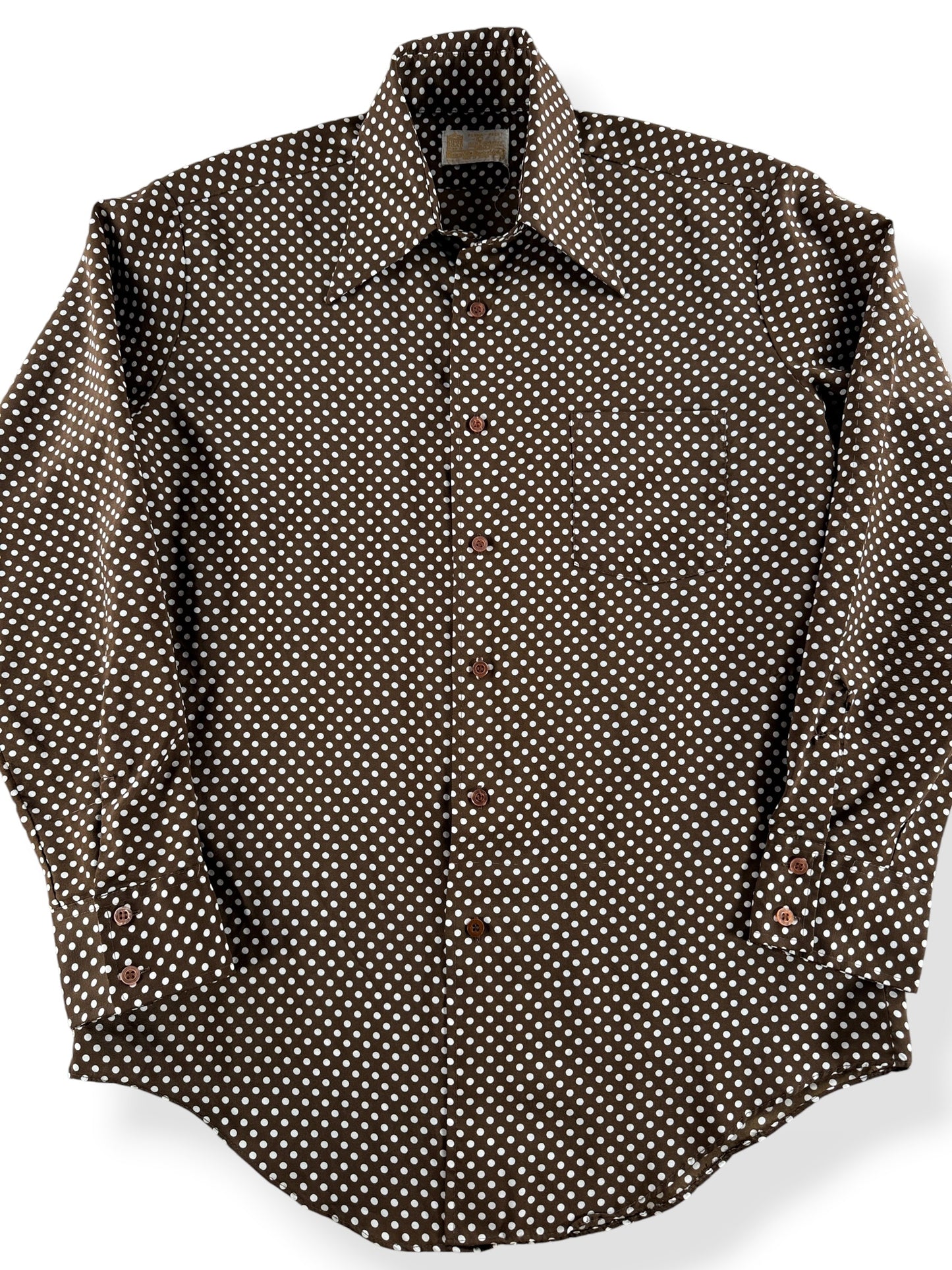 Close-up of Vintage Kings Road Polka Dot Polyester Shirt SZ L