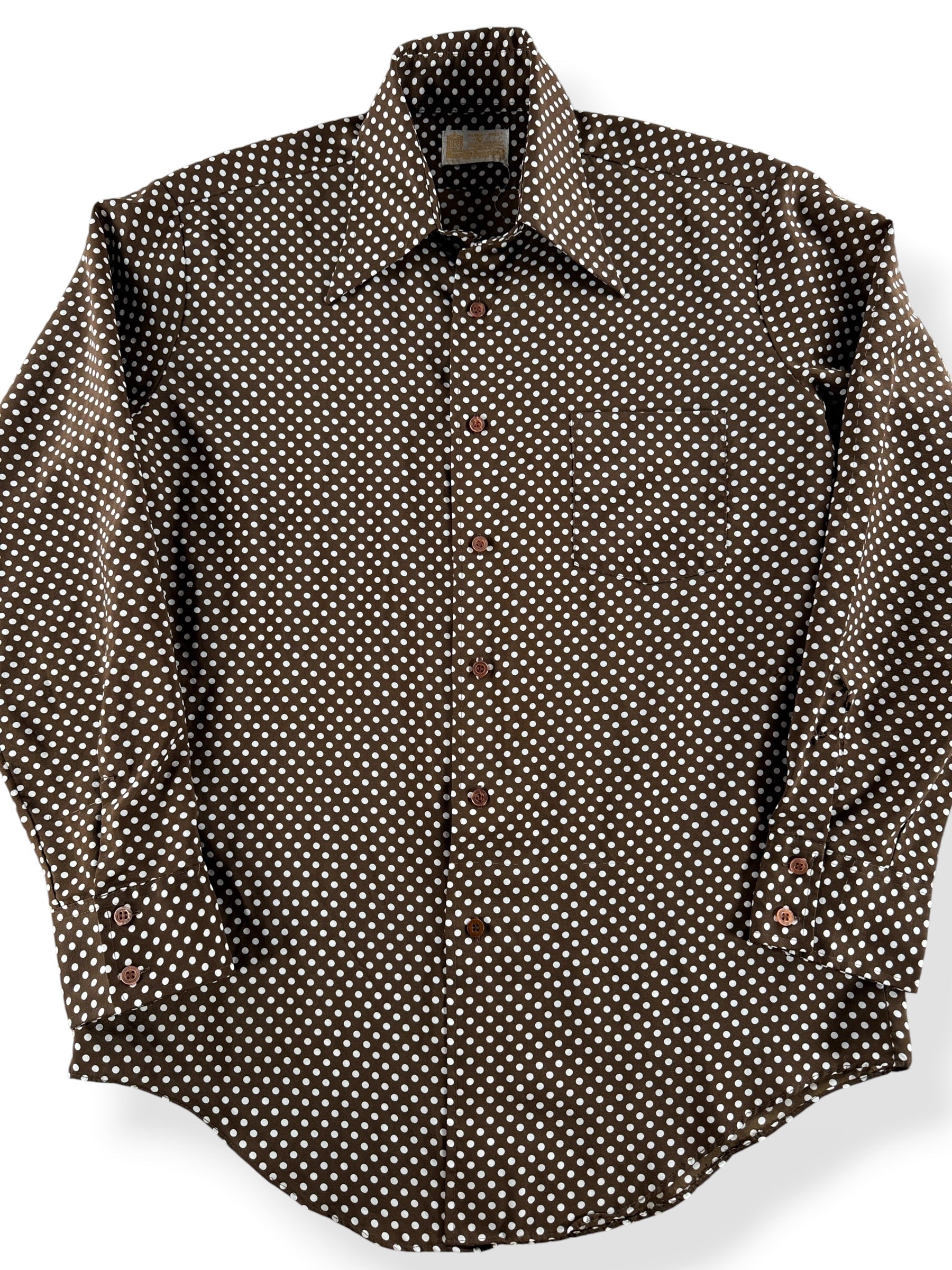 Close-up of Vintage Kings Road Polka Dot Polyester Shirt SZ L