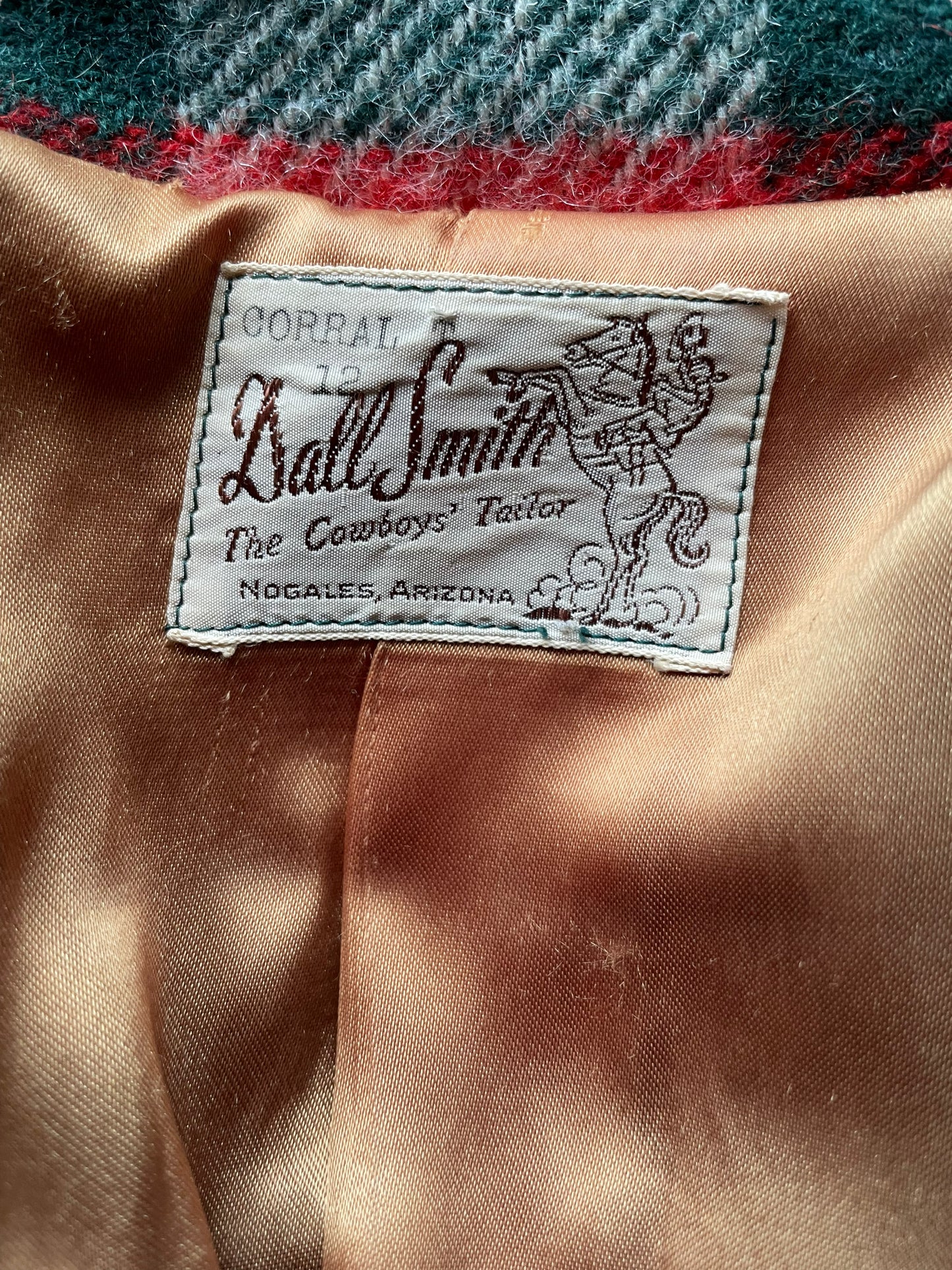 Tag view of Vintage 1940s Dall Smith Wool Blanket Coat SZ XS | Seattle True Vintage | Barn Owl Vintage Coats
