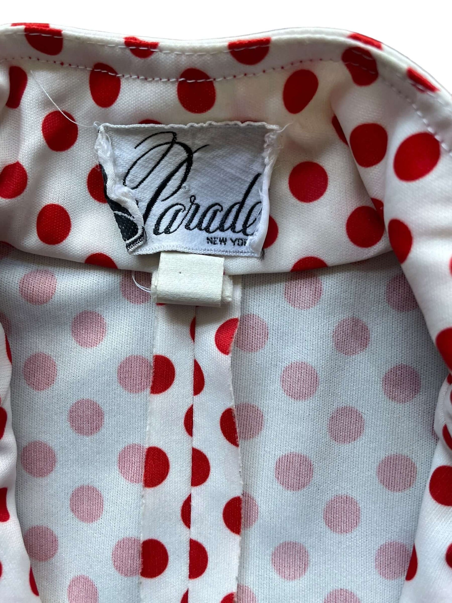 Tag view of 1970s Polka Dot Jumpsuit M-L