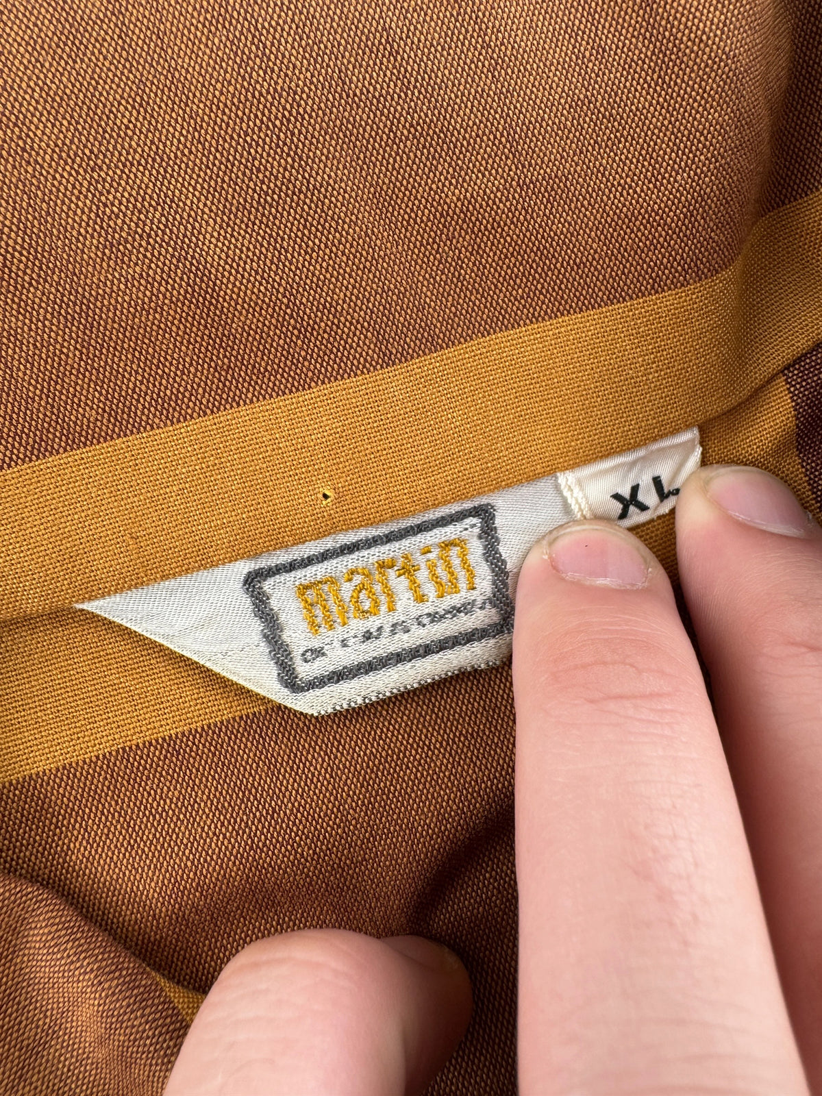 Tags on Vintage 70s Martin Plaid Diver Jacket SZ XL