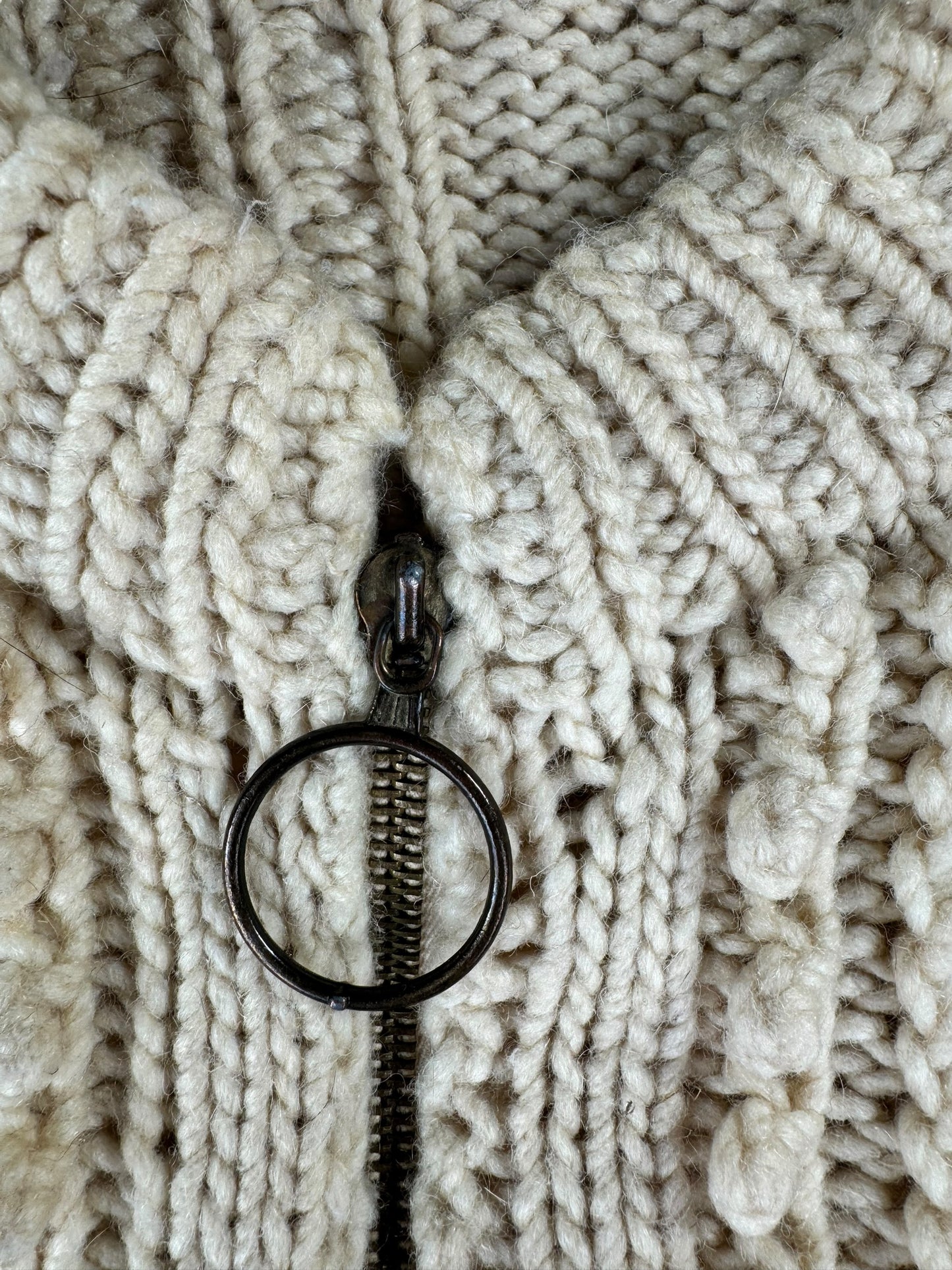 1940s Handmade Cable Knit Zip Up X-XL