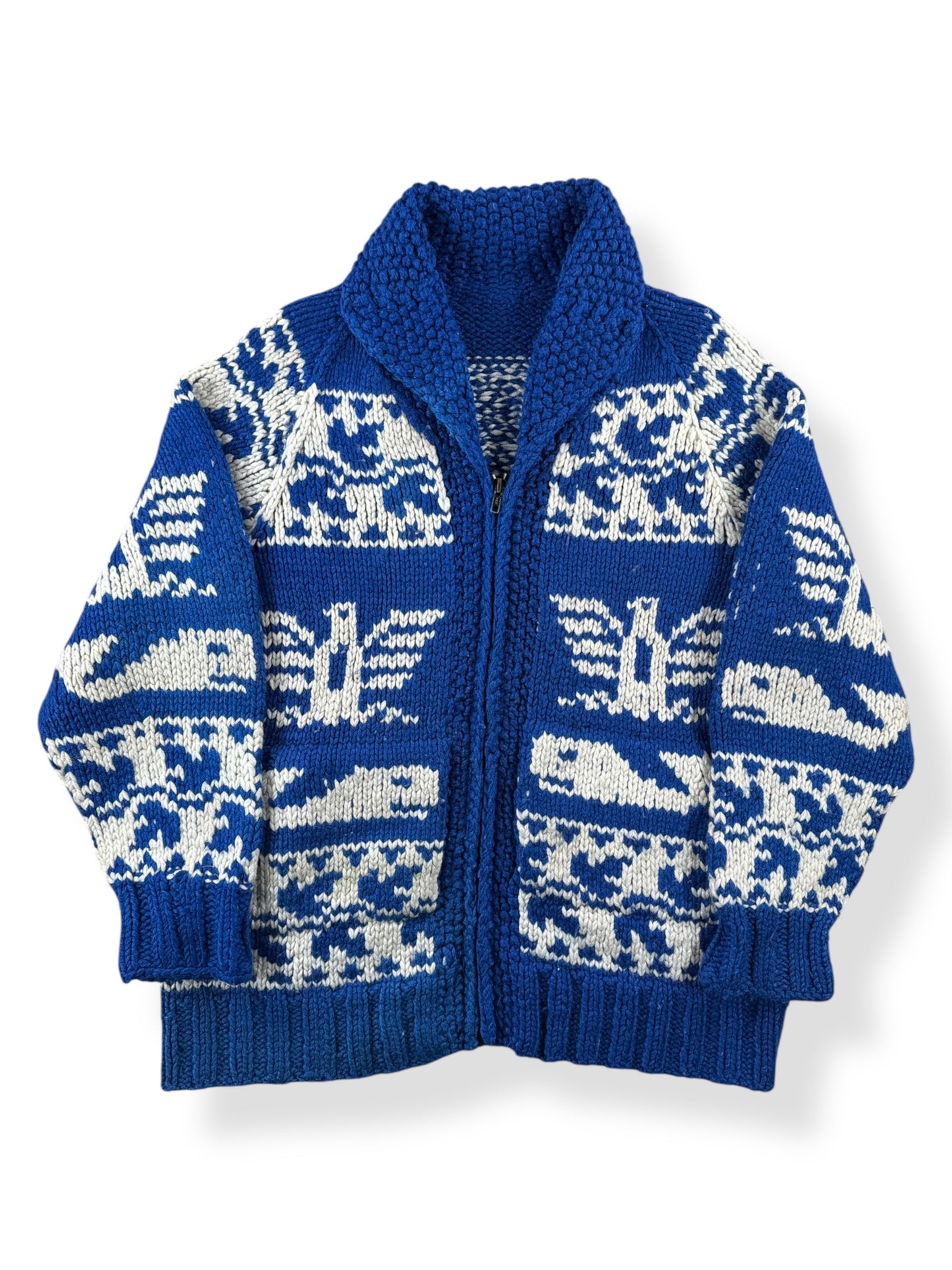 Front of Vintage Thunderbird Cowichan Style Sweater SZ L