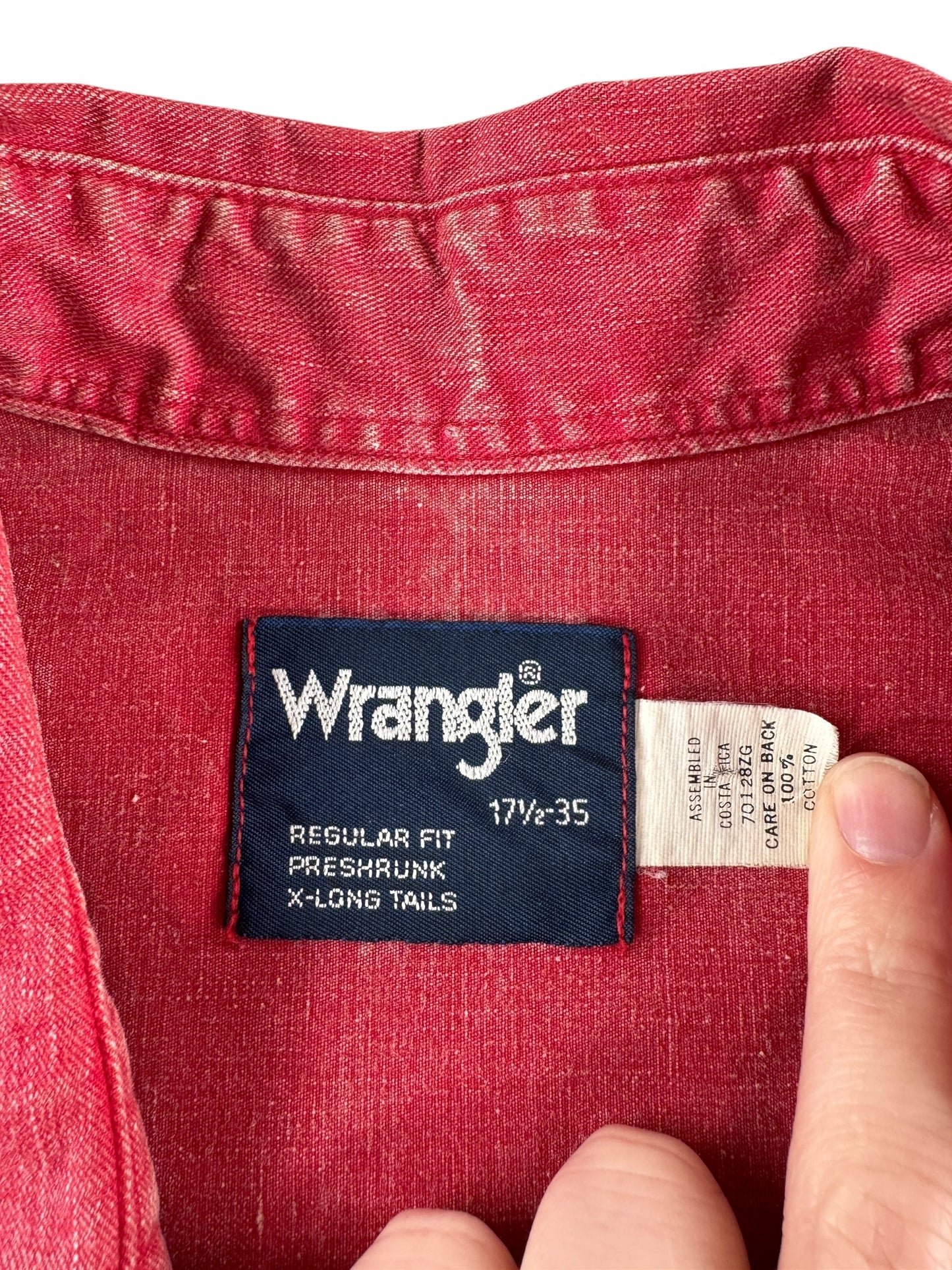 Tag on Vintage Wrangler Brushpopper Shirt SZ 17 1/2 - 35 (Fits XL)