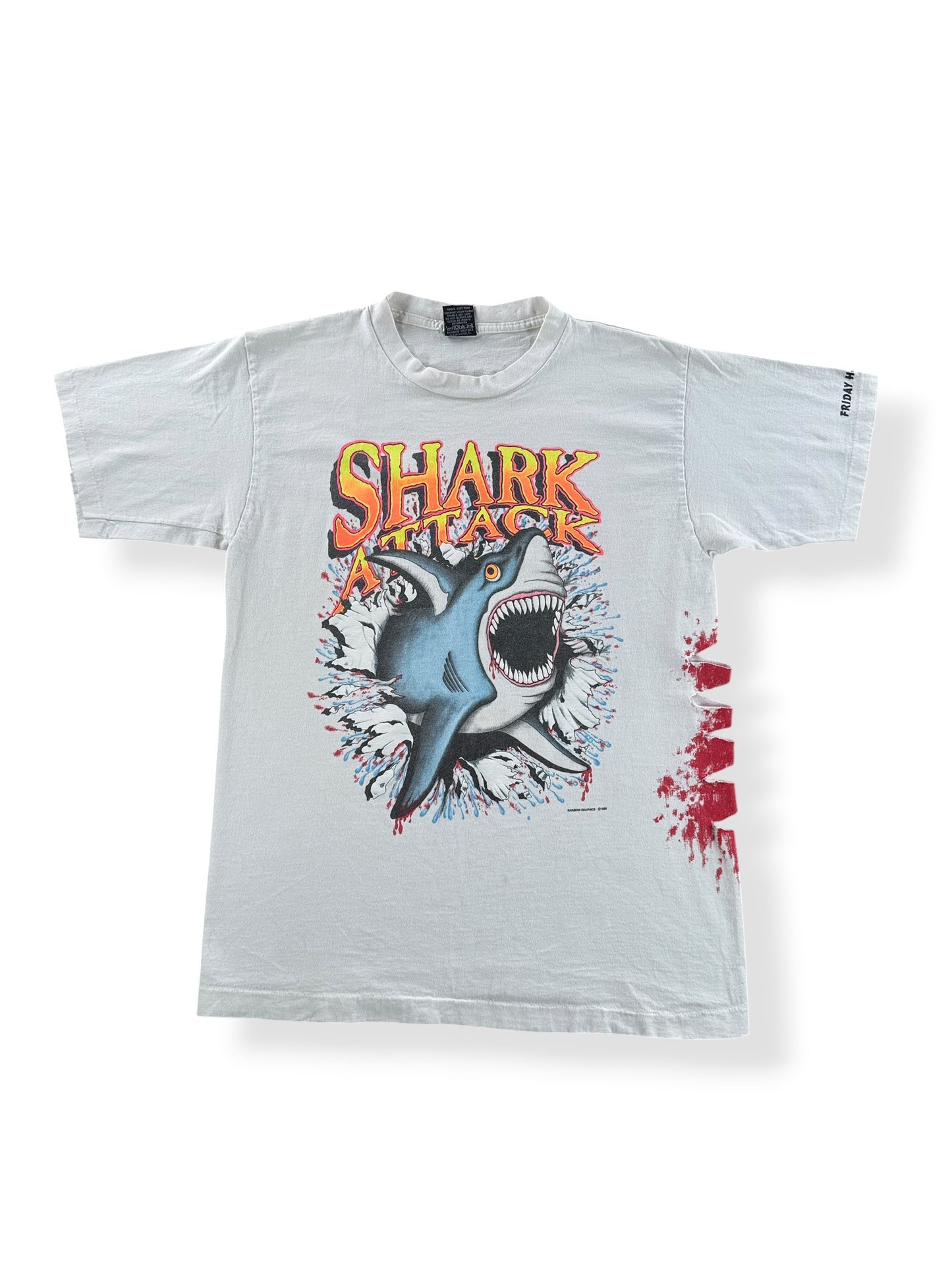Front of Vintage Friday Harbor Shark Attack Tee SZ L (Fits M)