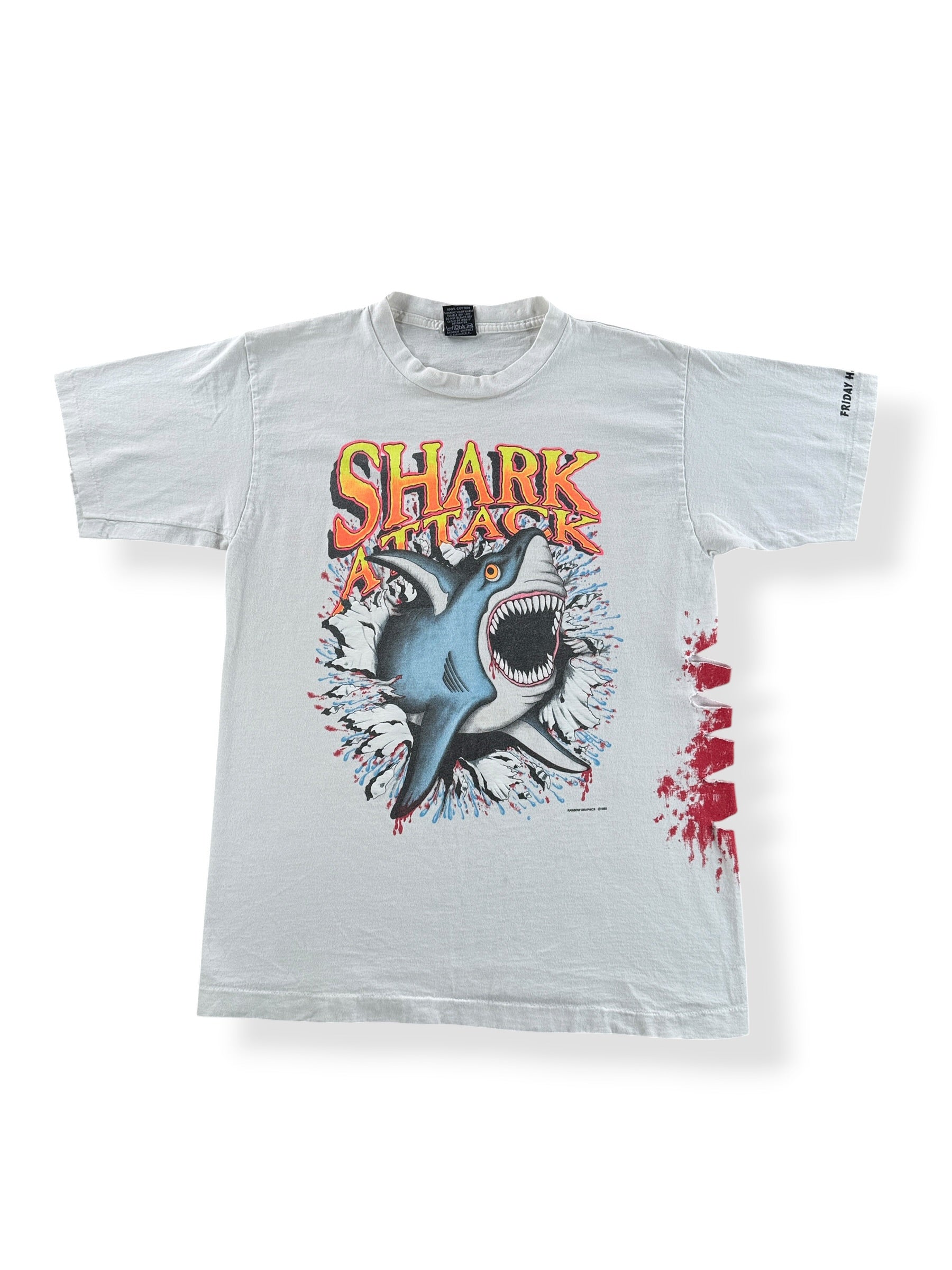 Front of Vintage Friday Harbor Shark Attack Tee SZ L (Fits M)