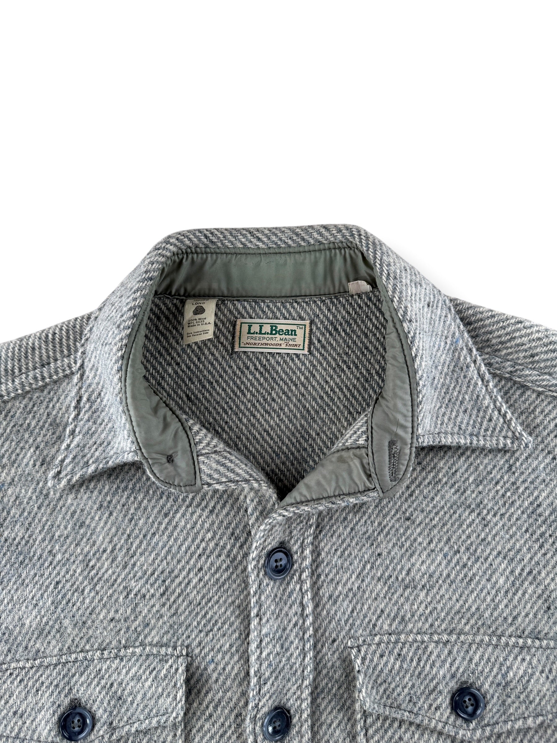 Collar on Vintage L.L. Bean Northwoods Herringbone Wool Jacket SZ L