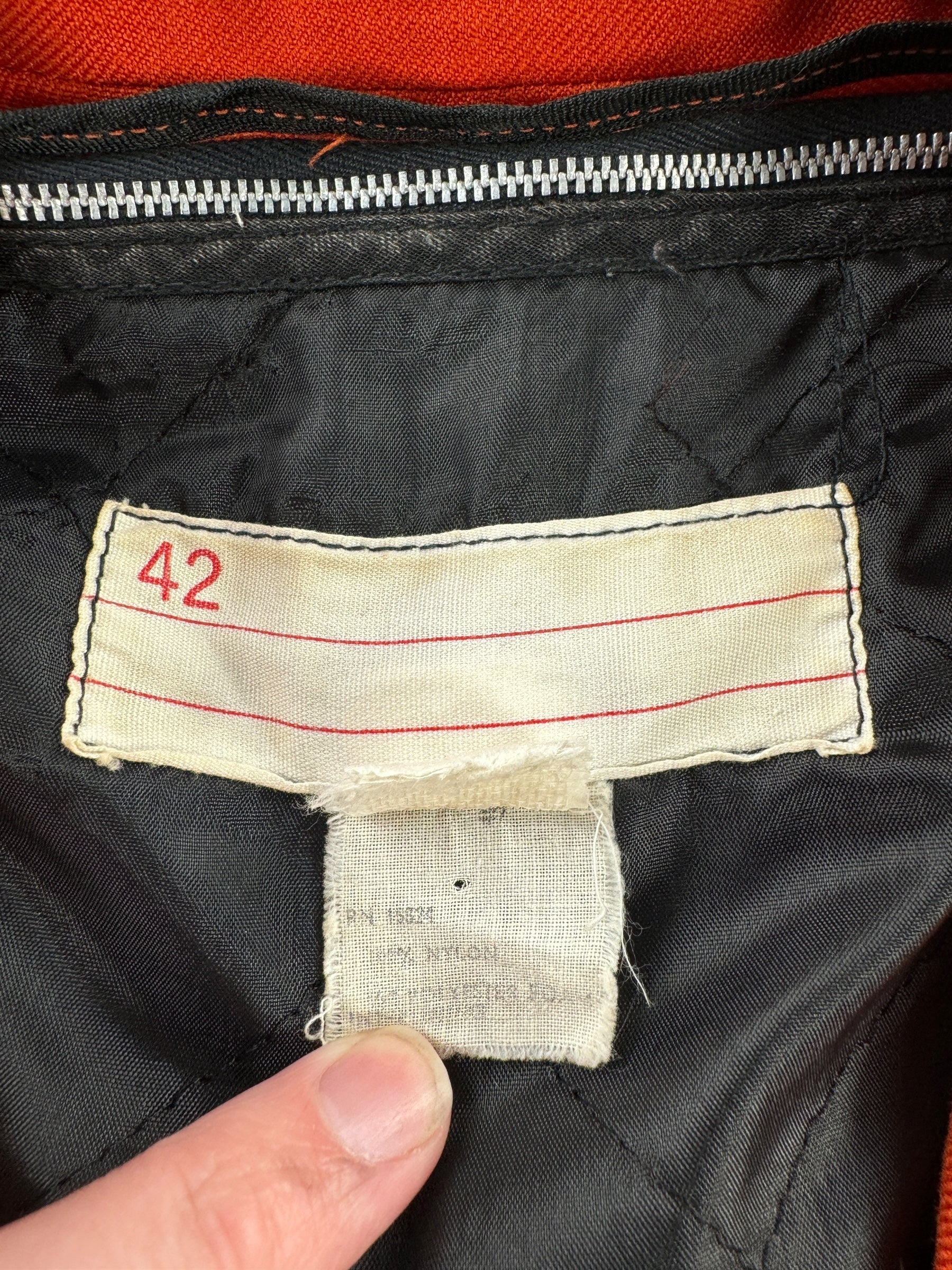 Tag on Vintage Orange Gabardine Jacket SZ 42