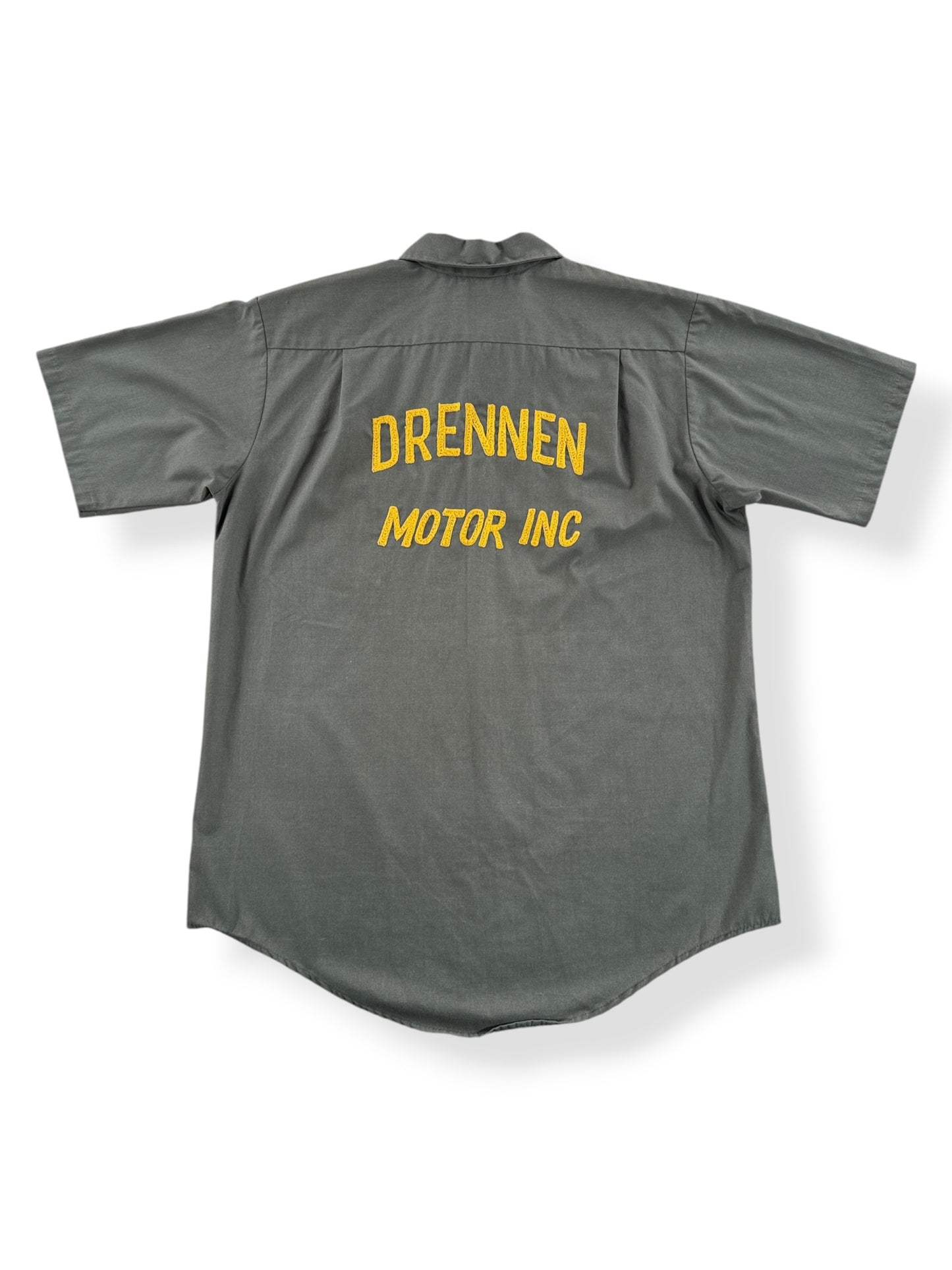Back of Vintage 50's Lee Drennen Motors Mechanic Shirt SZ M