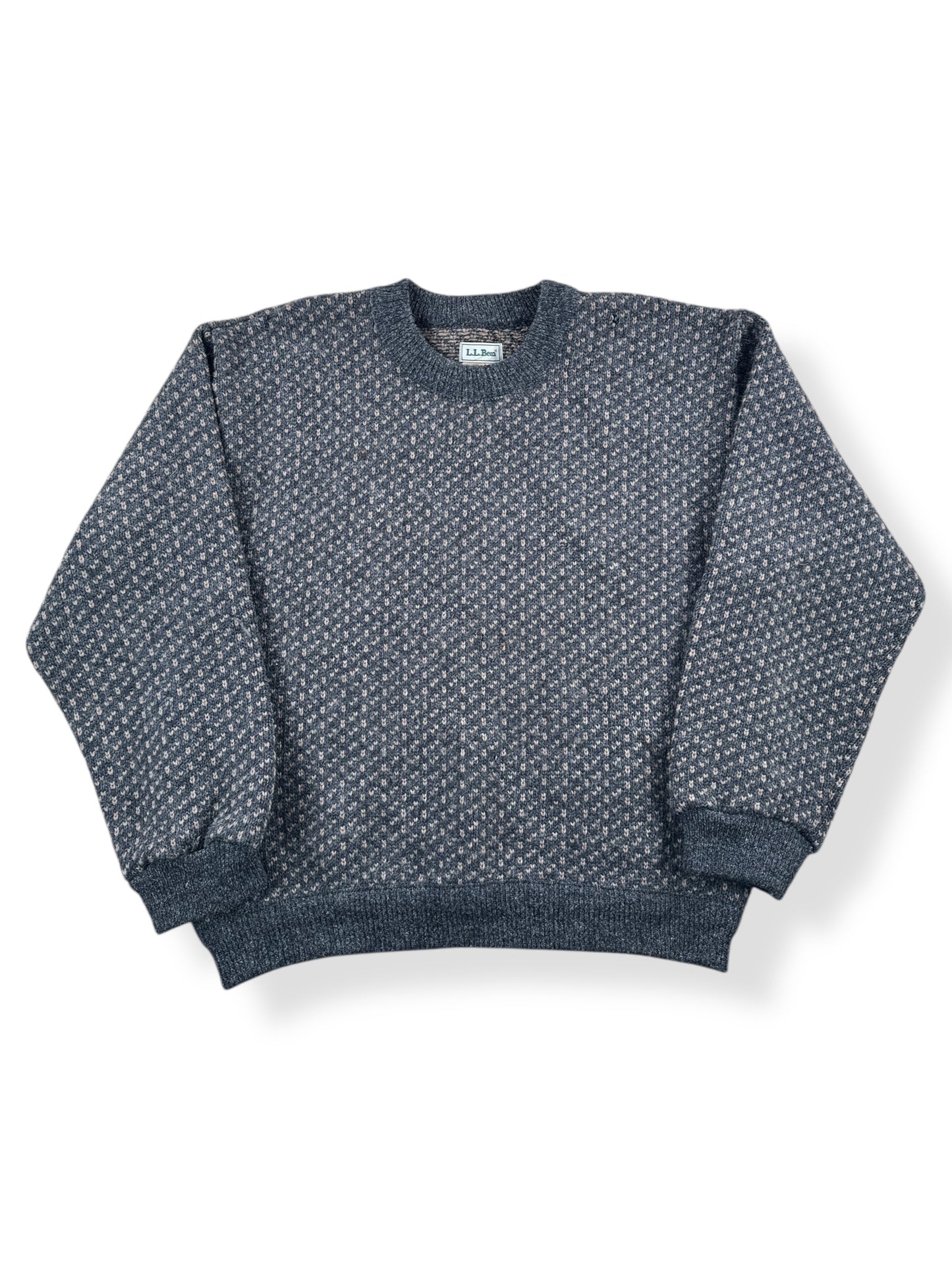 Front of Vintage Brown & Grey L.L. Bean Nordic Birdseye Sweater SZ L