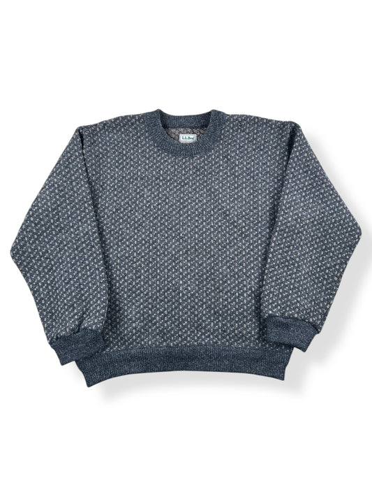 Front of Vintage Brown & Grey L.L. Bean Nordic Birdseye Sweater SZ L