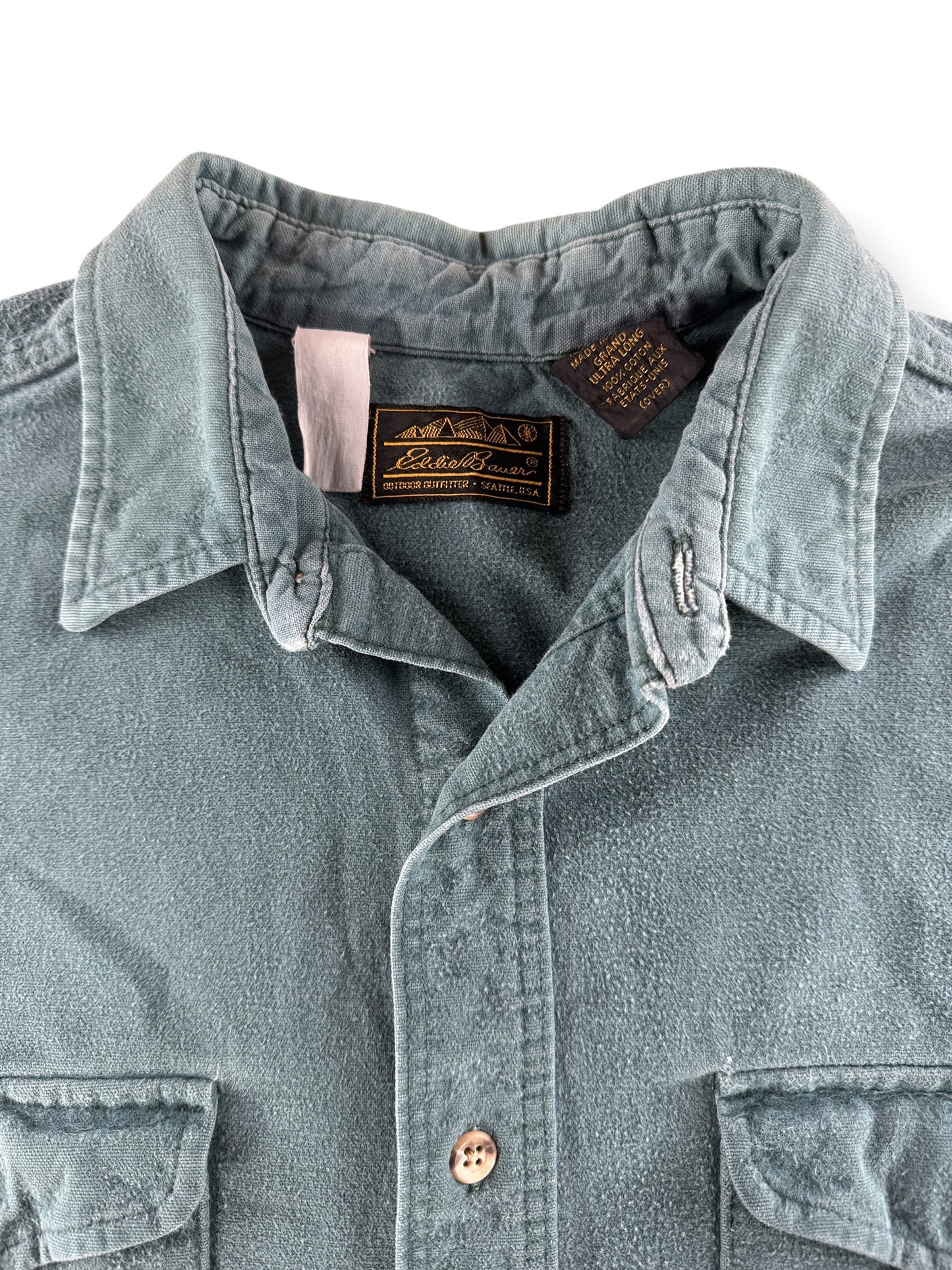 Collar on Vintage 80's Eddie Bauer Chamois Shirt SZ XL