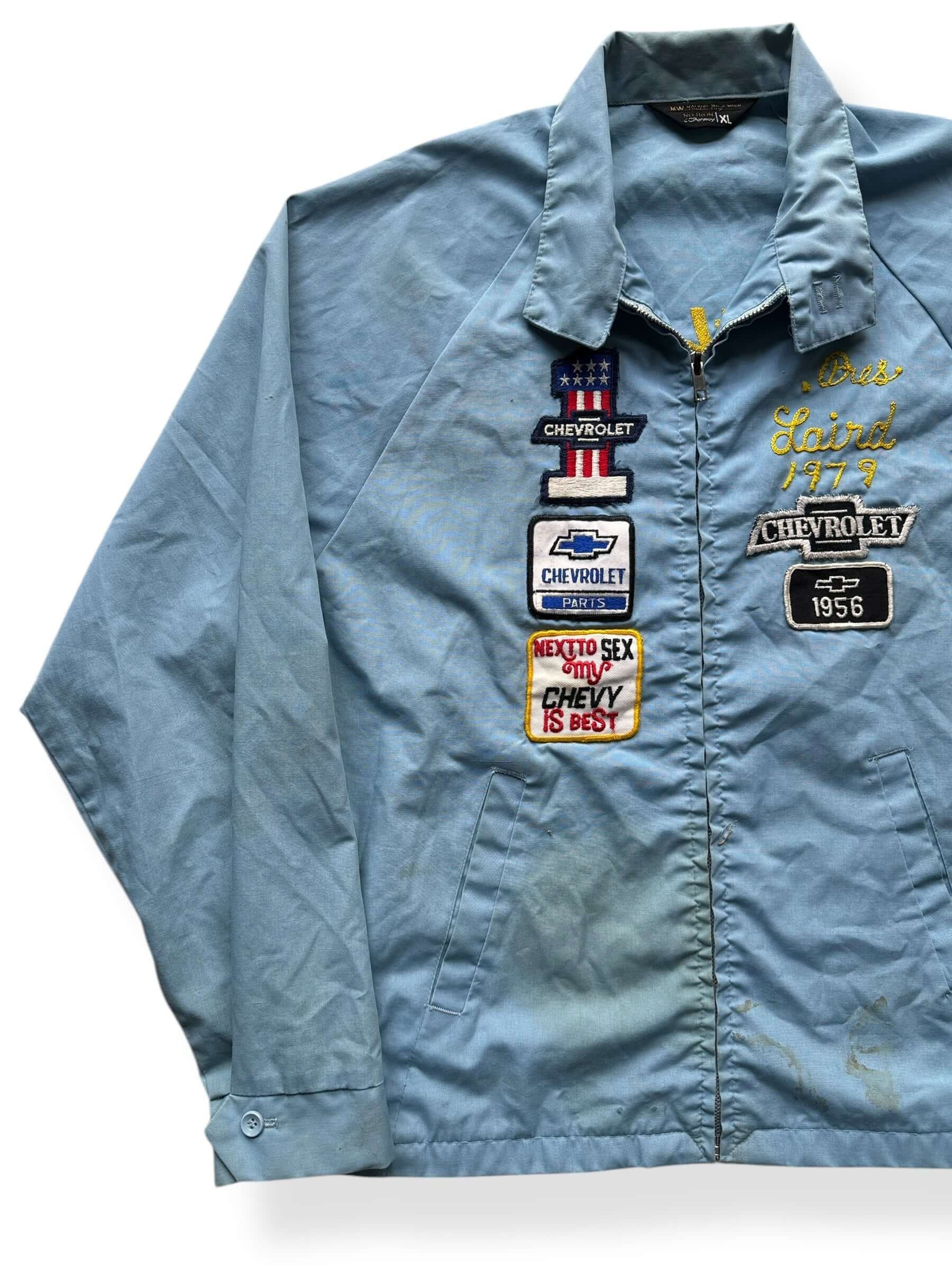 Front Right of Vintage Chevy Patched Jacket SZ XL