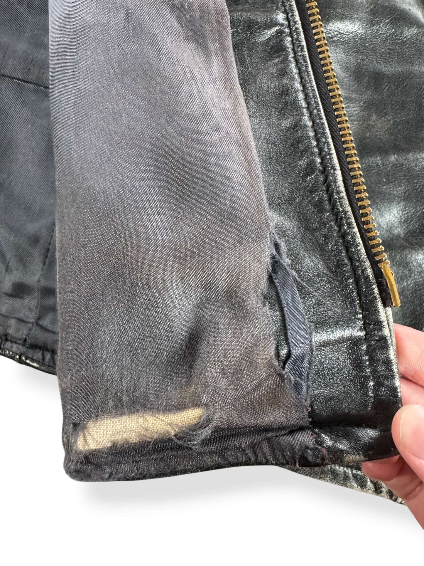 Wear on Vintage 50s Penny's Leather Jacket SZ 40