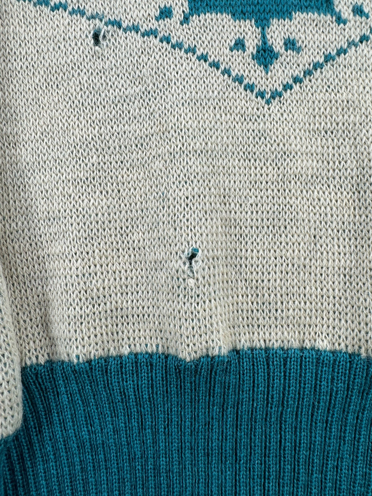 Hole on Vintage 1940s Jantzen Let 'Em Buck Sweater SZ XS