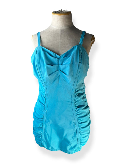 Front view of 1950s Catalina Rouched Bathing Suit M