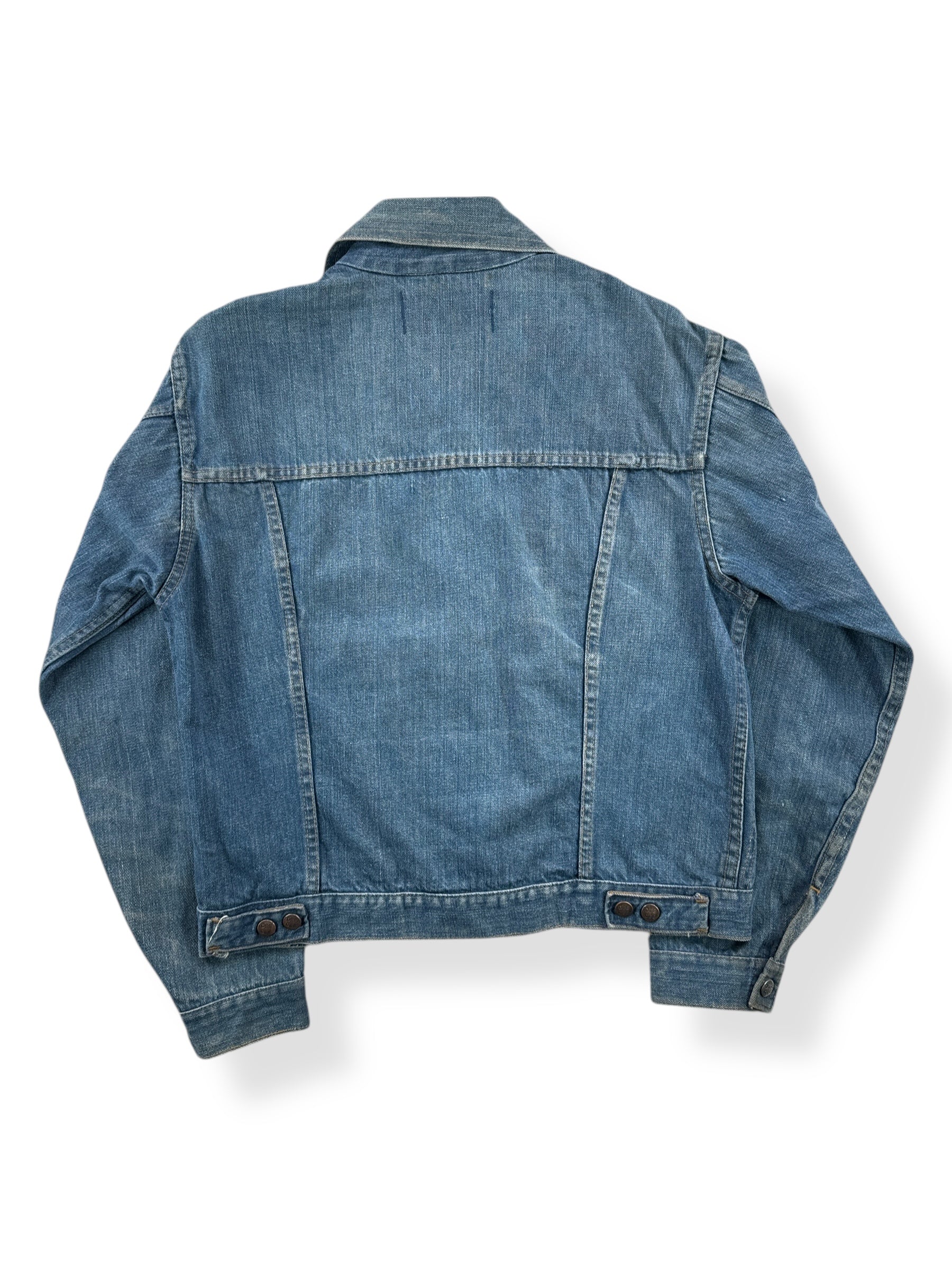 Back of Vintage Dee Cee Dark Wash Pleated Denim Jacket SZ 40