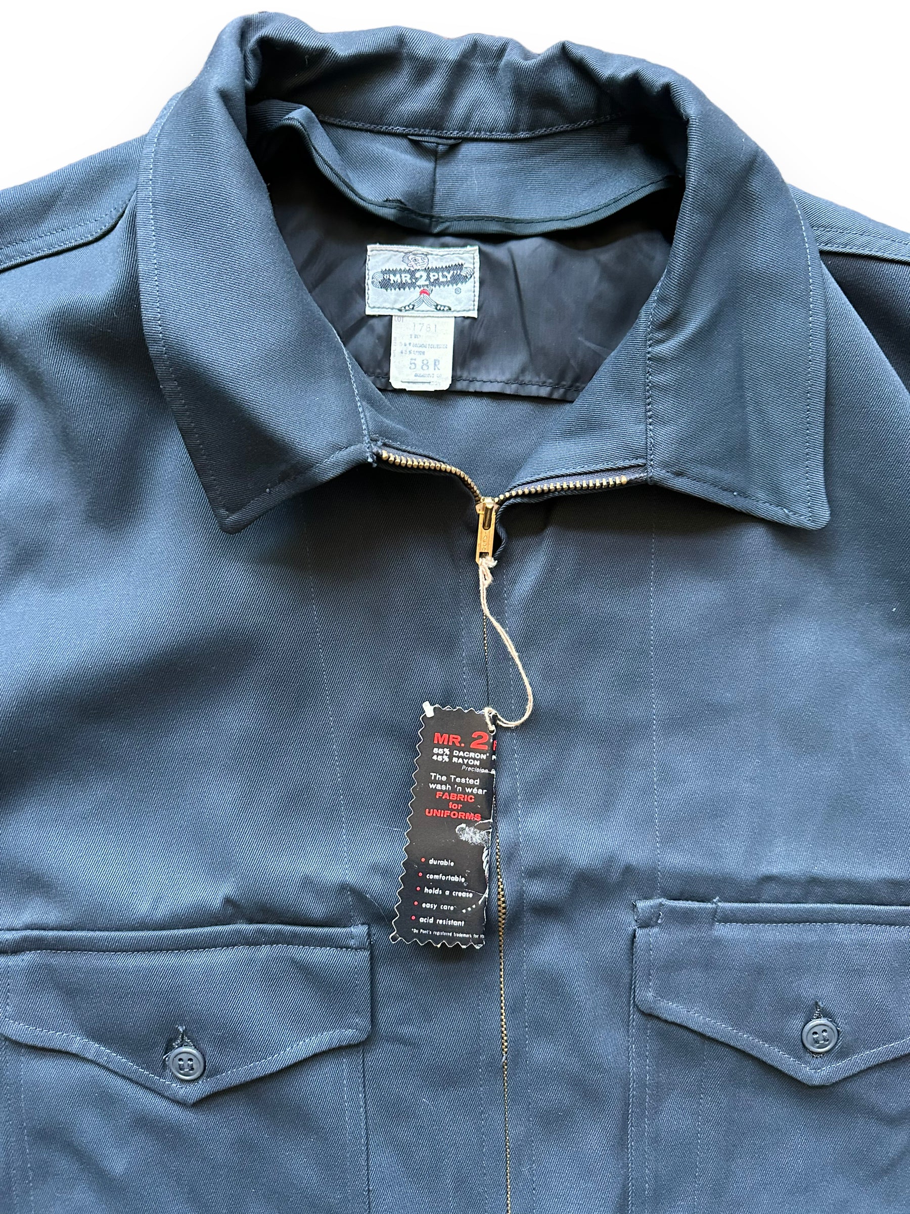 NOS Tags on Vintage NOS Mr 2-Ply Slate Grey Gas Station Jacket SZ 58 | Vintage Workwear Jacket Seattle | Seattle Vintage Clothing