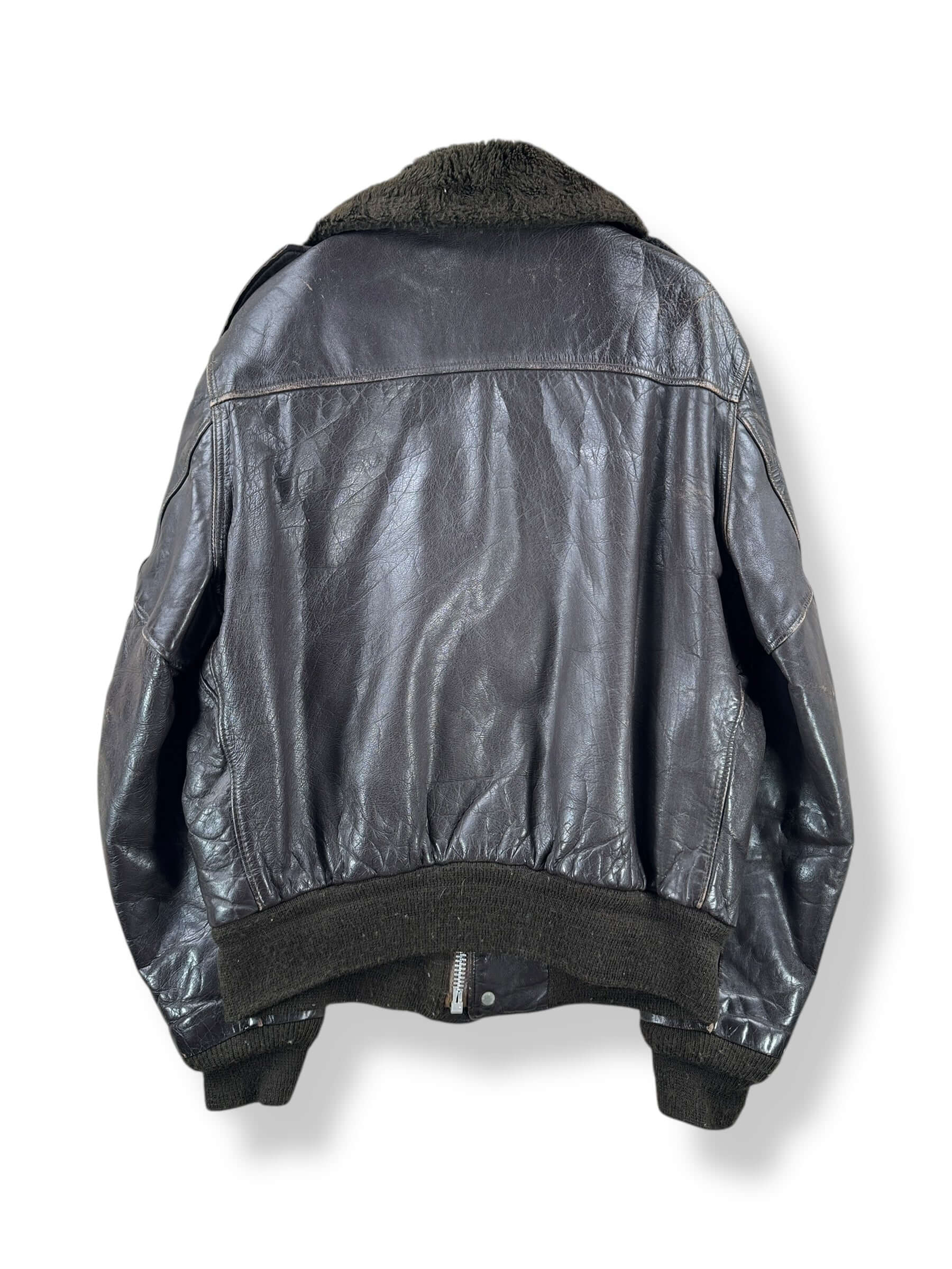 Back of Vintage Leather Bomber Jacket SZ 40 AS IS