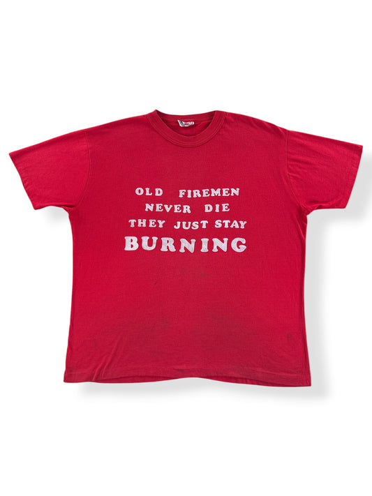 Front of Vintage Old Firemen Felt Print Tee SZ XL