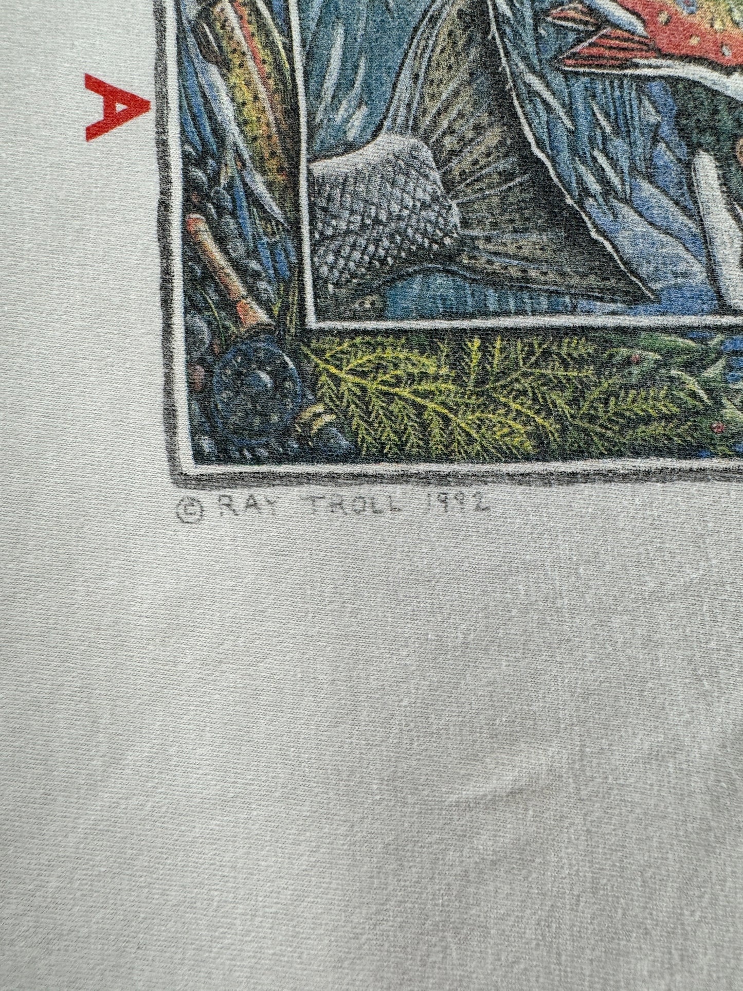 Trademark on Vintage 90s Ray Troll Twist and Trout Tee SZ L