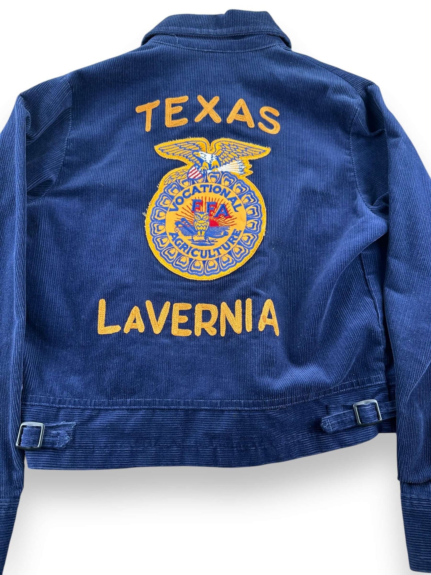 back close up of Vintage La Vernia TX FFA Jacket SZ 36