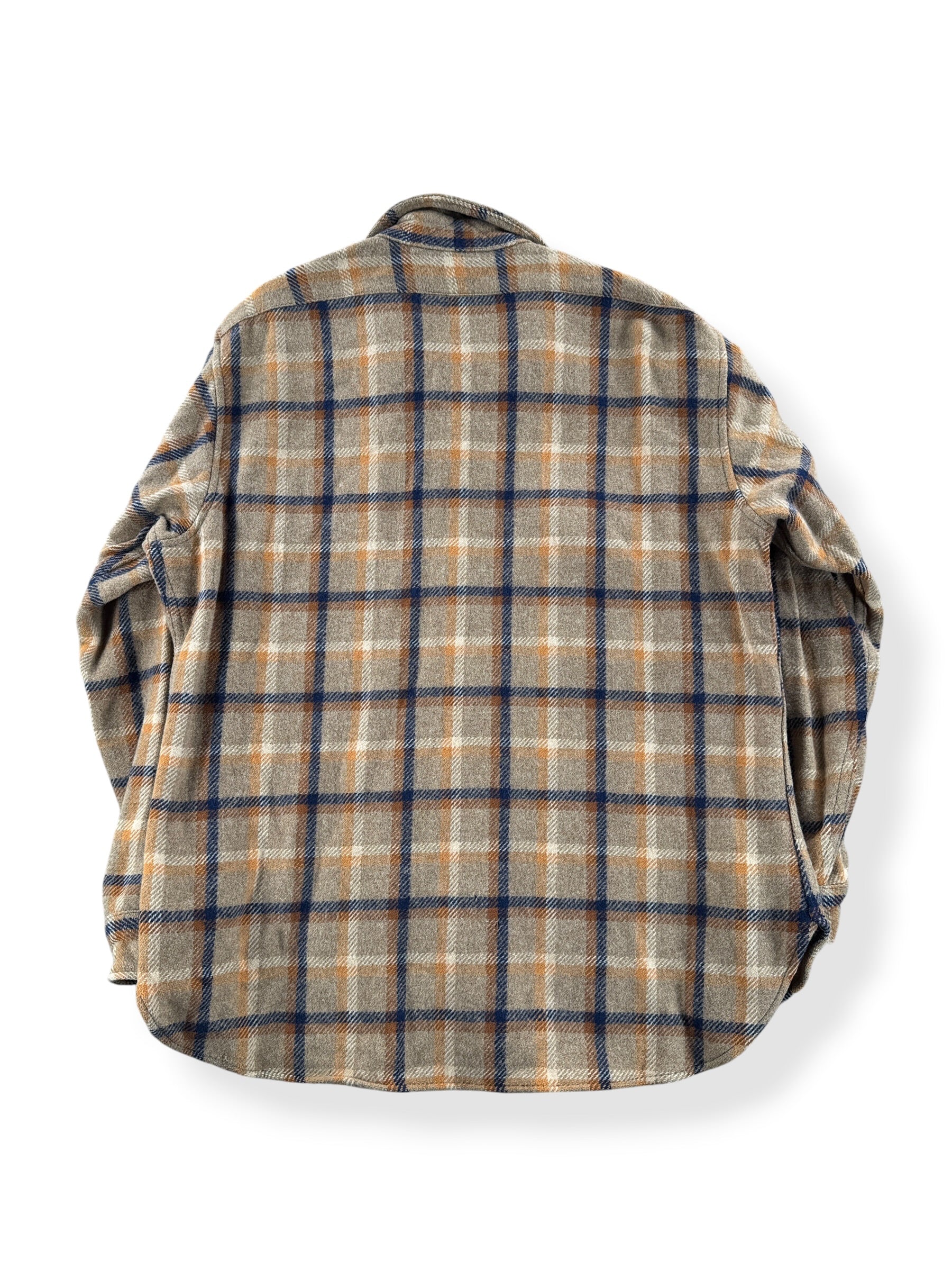 Back of Vintage Beige & Yellow Pendelton Flannel SZ XL