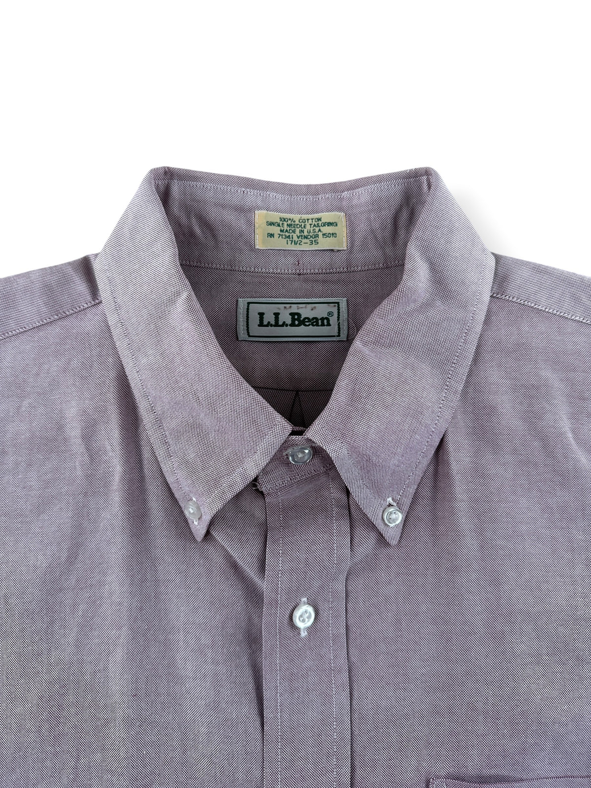Collar on Vintage NOS LL Bean Oxford Shirt SZ XL