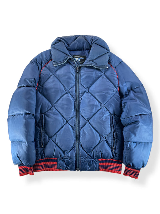 Front of Vintage 80s Blue Puffer Ski Jacket SZ L