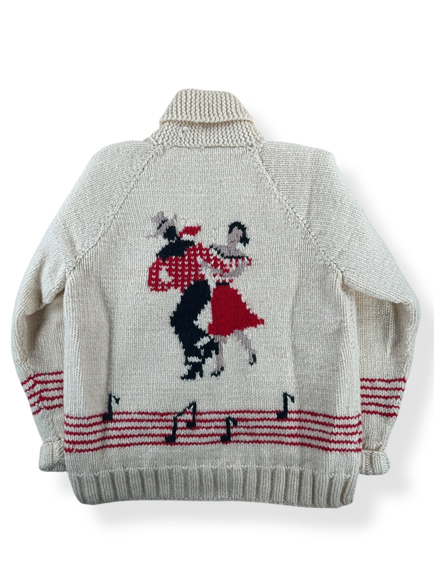 Back of Vintage Mary Maxim Hoedown Cowichan Sweater SZ L