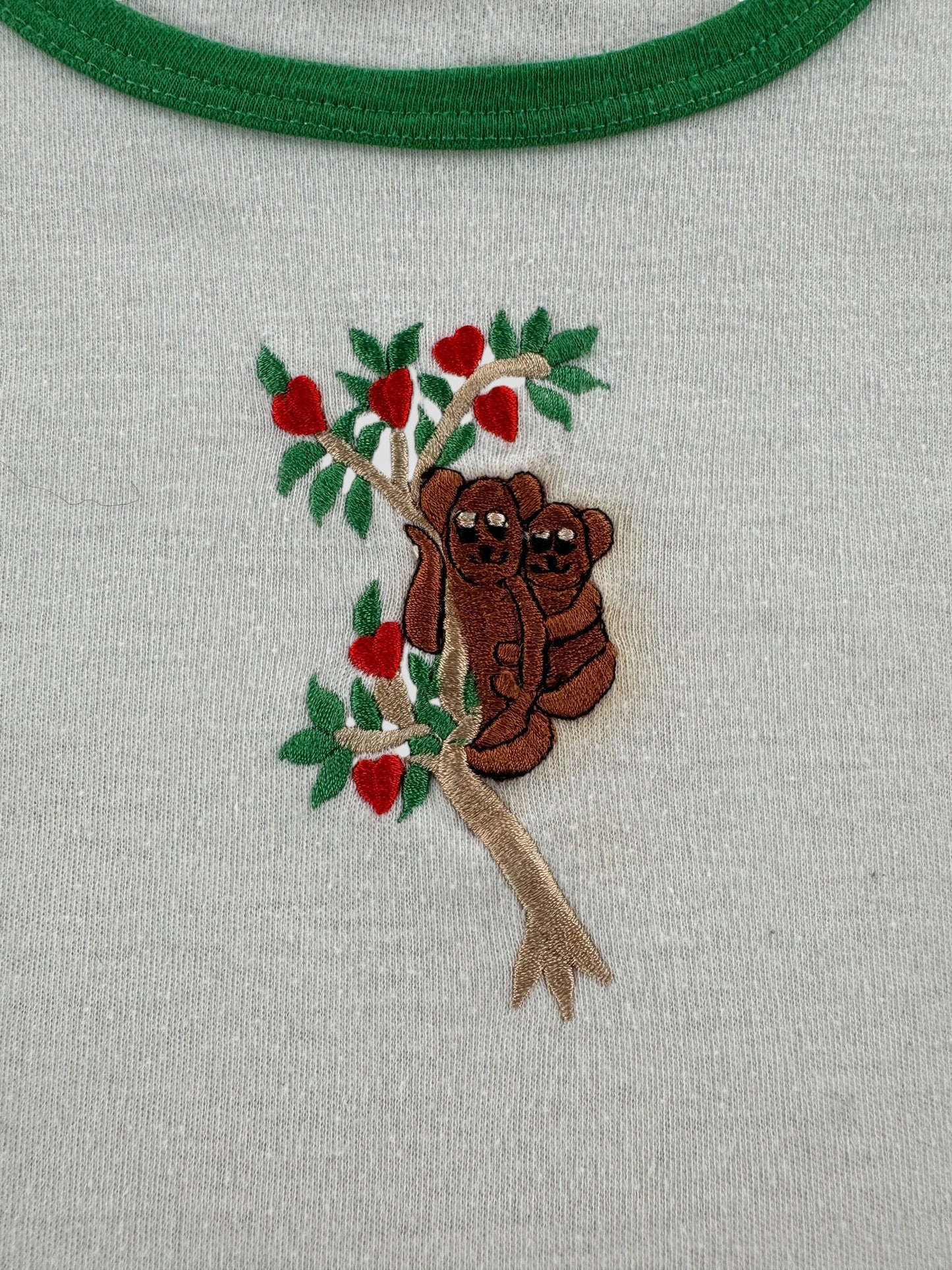 Embroidery on Vintage 70s Monkeys Baby Tee SZ M (Fits XS)