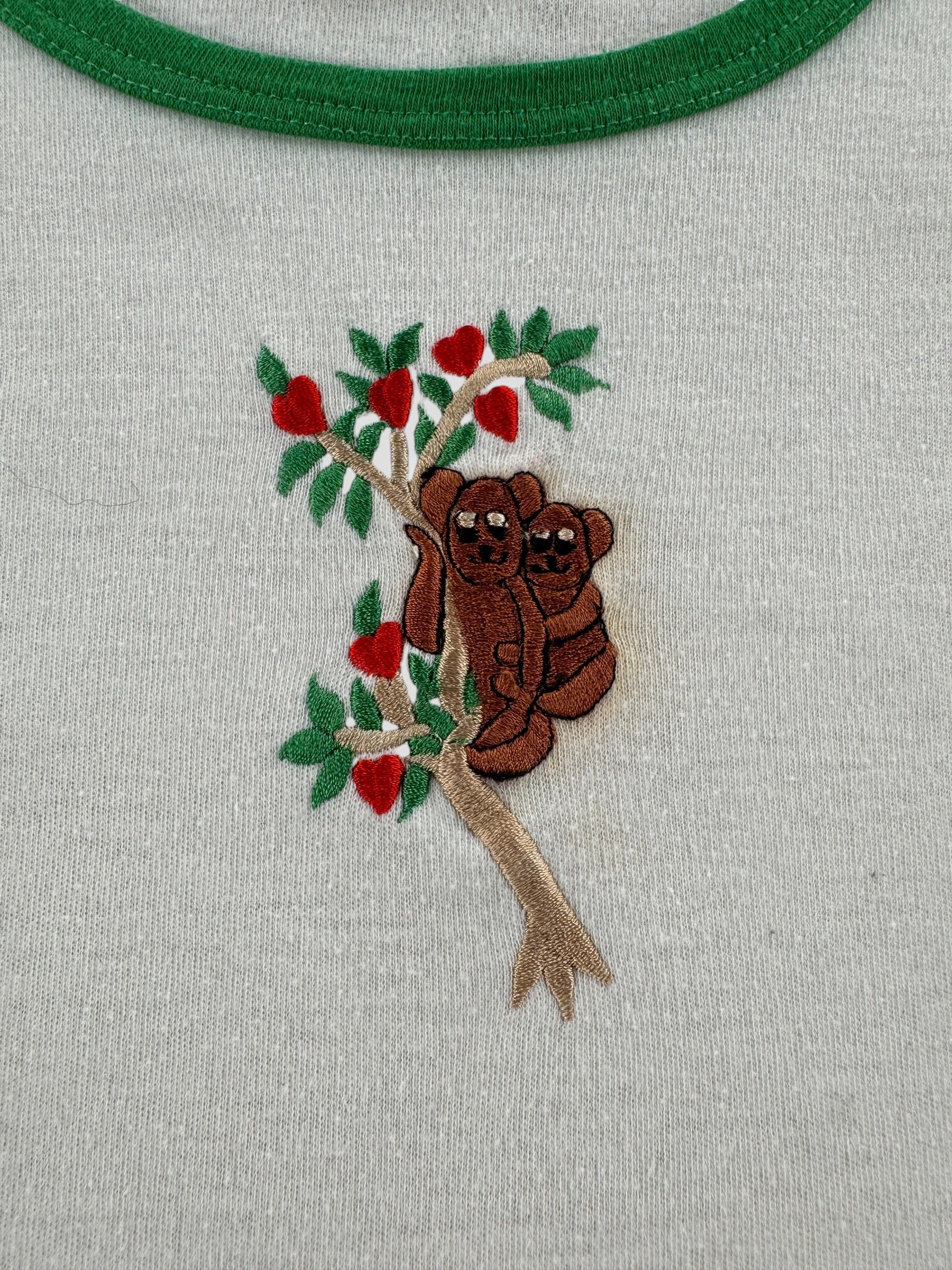 Embroidery on Vintage 70s Monkeys Baby Tee SZ M (Fits XS)