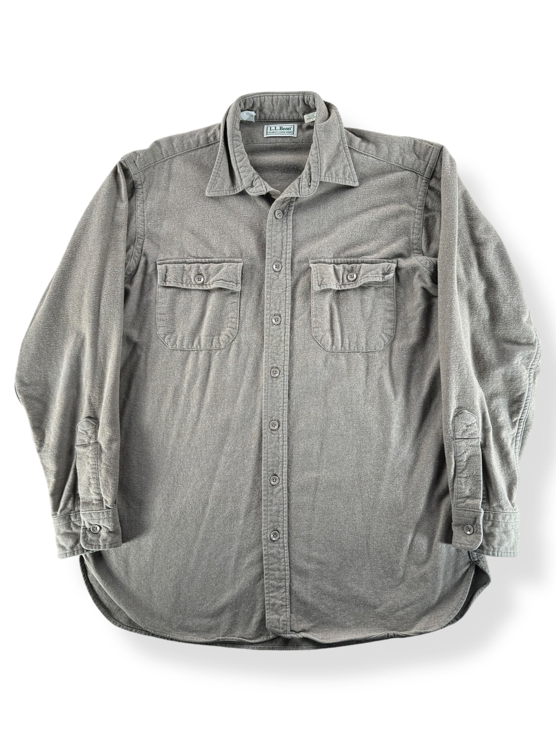 Front of Vintage LL Bean Taupe Chamois Shirt SZ XL