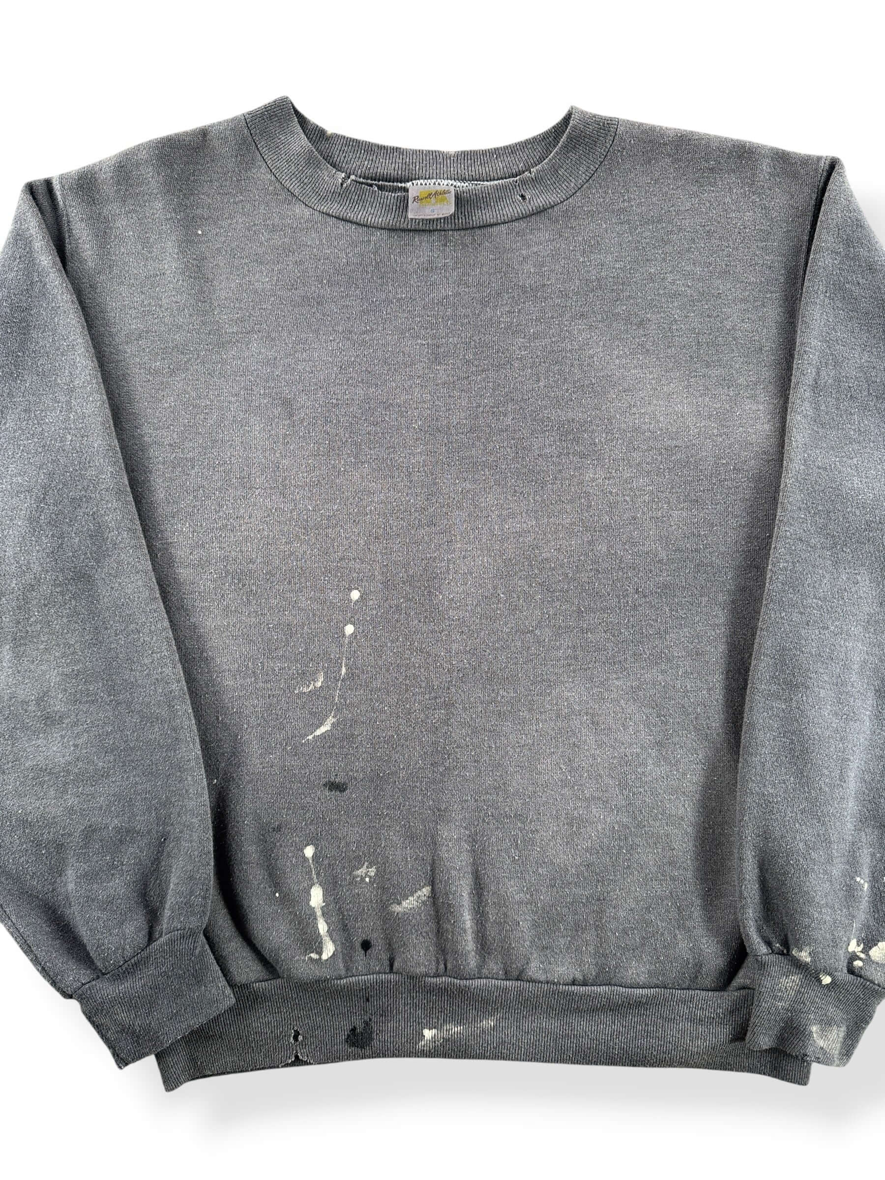 Front Close Up of Vintage Russell Athletic Blank Grey Sweatshirt SZ S