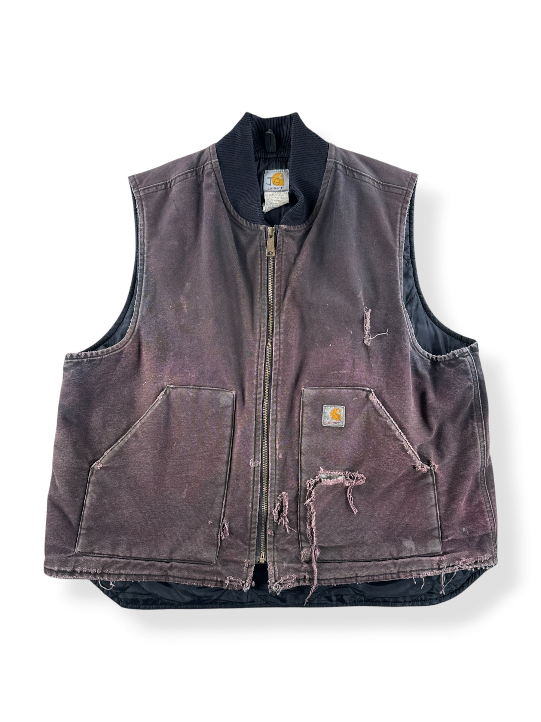 Front of Vintage Thrashed Brown Carhartt Vest SZ XL