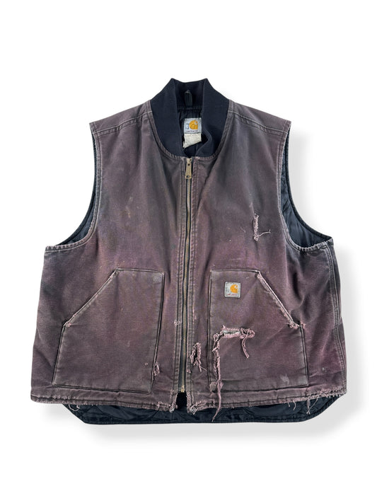 Front of Vintage Thrashed Brown Carhartt Vest SZ XL