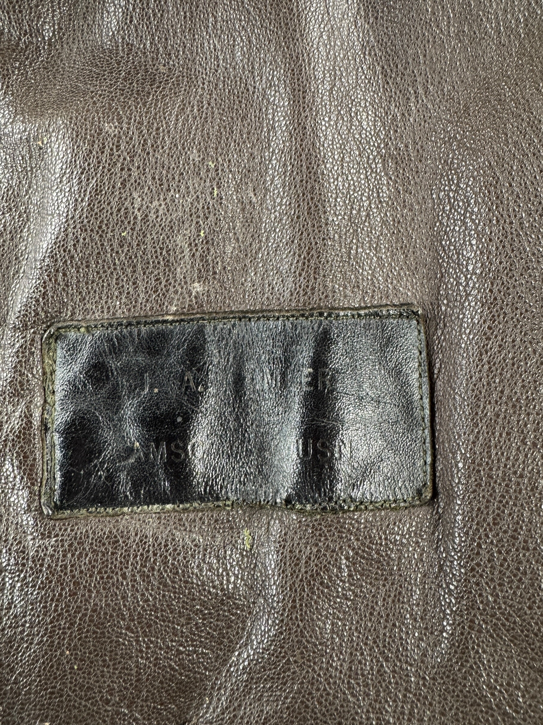 Label on Vintage Military G1 Leather Jacket SZ L
