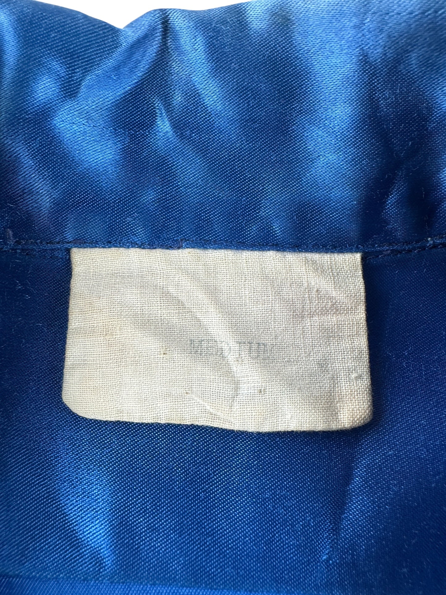 Tag on Vintage Blue Satin Loop Collar Shirt SZ M