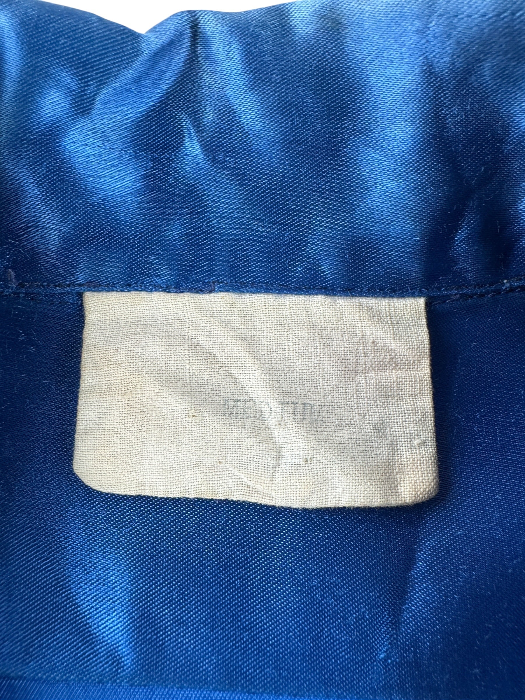Tag on Vintage Blue Satin Loop Collar Shirt SZ M